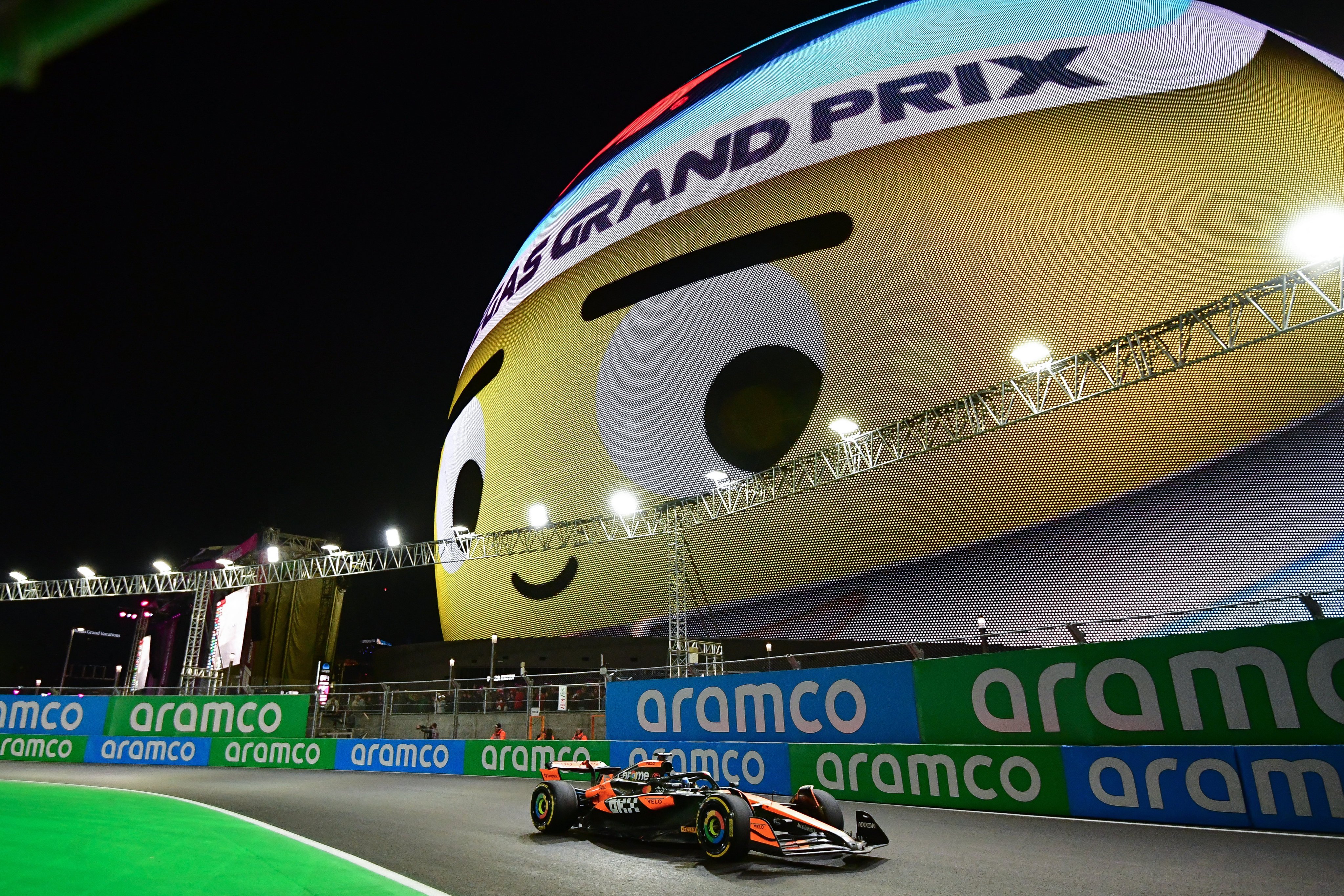 McLaren driver Oscar Piastri during practice at the Las Vegas Circuit. Photo: Gary A. Vasquez-Imagn Images