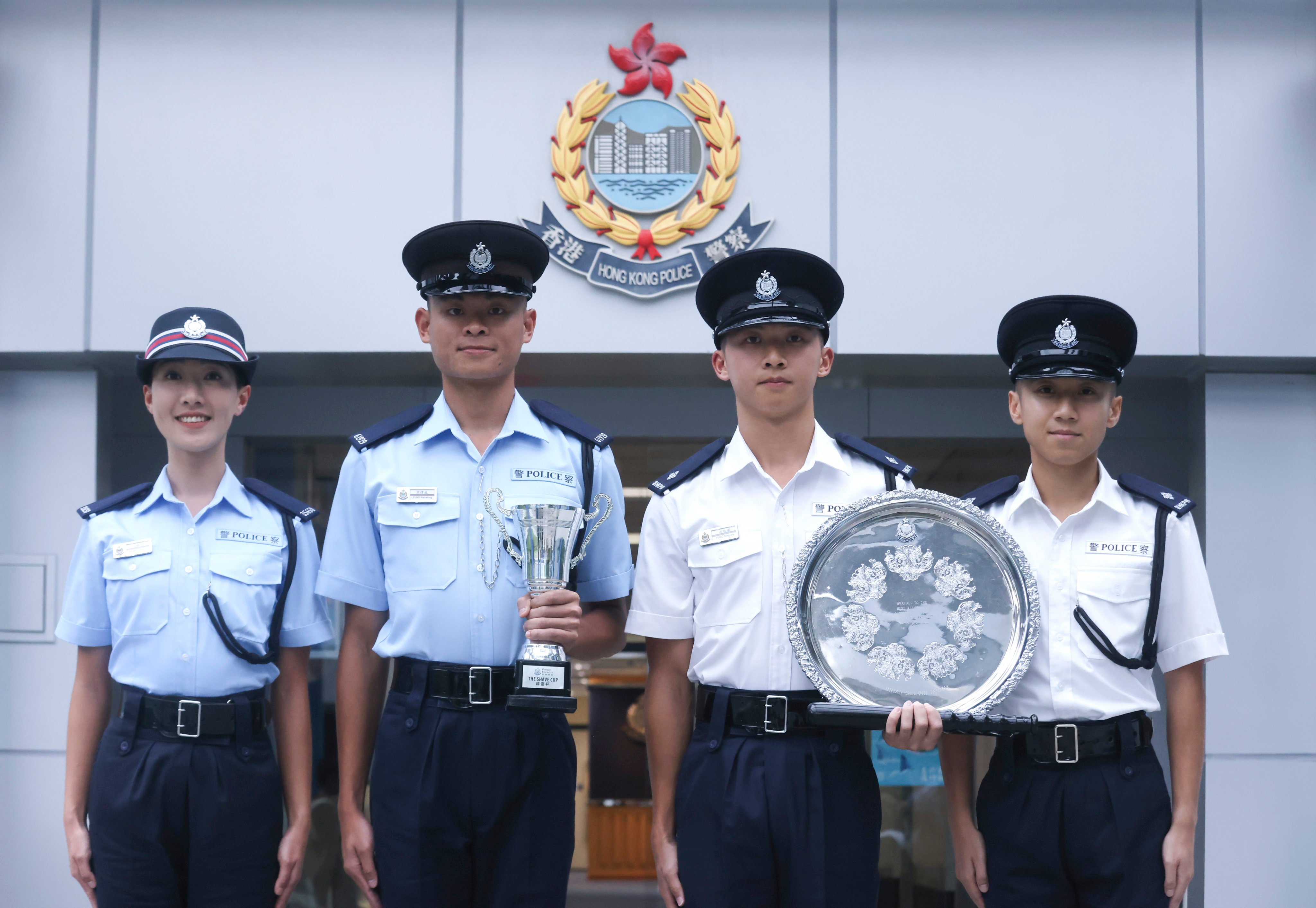 (From left) Wong Ching-yi, Leung Wai-shing, Nathan Fung and Jeff Wong are among 192 officers who have graduated from the Police College. Photo: Jonathan Wong