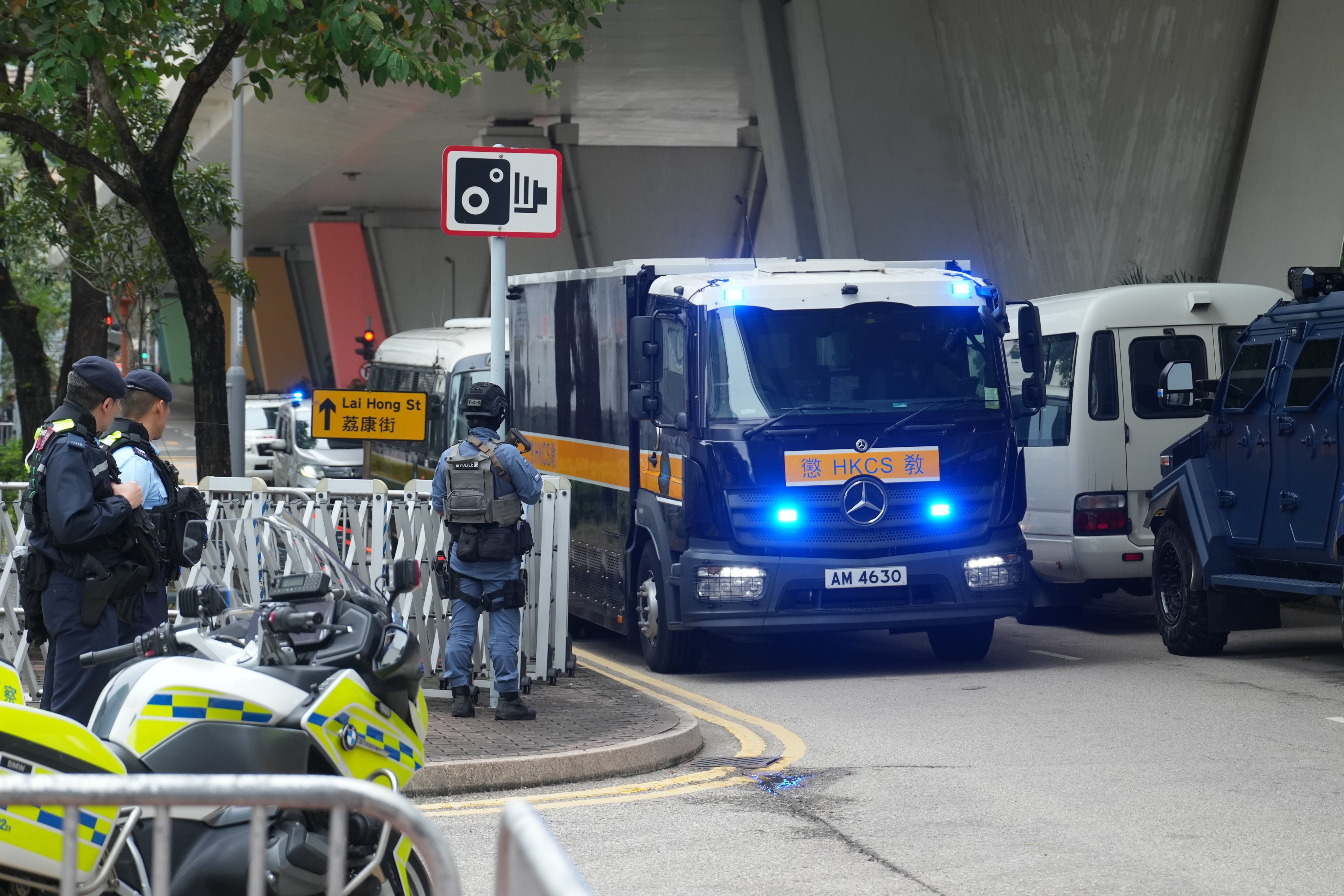 Jimmy Lai is brought to West Kowloon Court in a prison vehicle on Friday morning. Photo: Sam Tsang