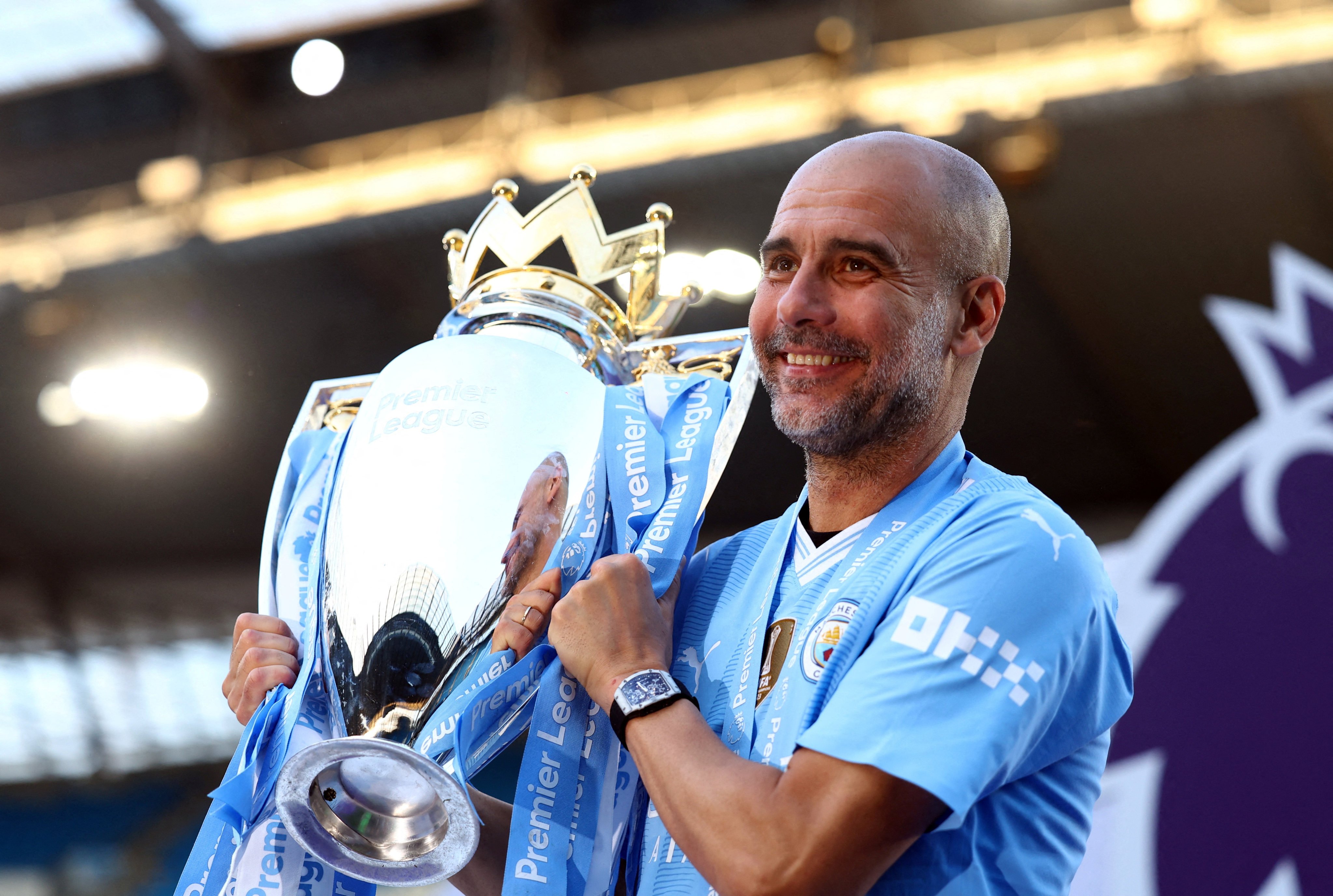 Pep Guardiola has signed a contract extension with Manchester City which could keep him at the club for 11 years. Photo: Reuters