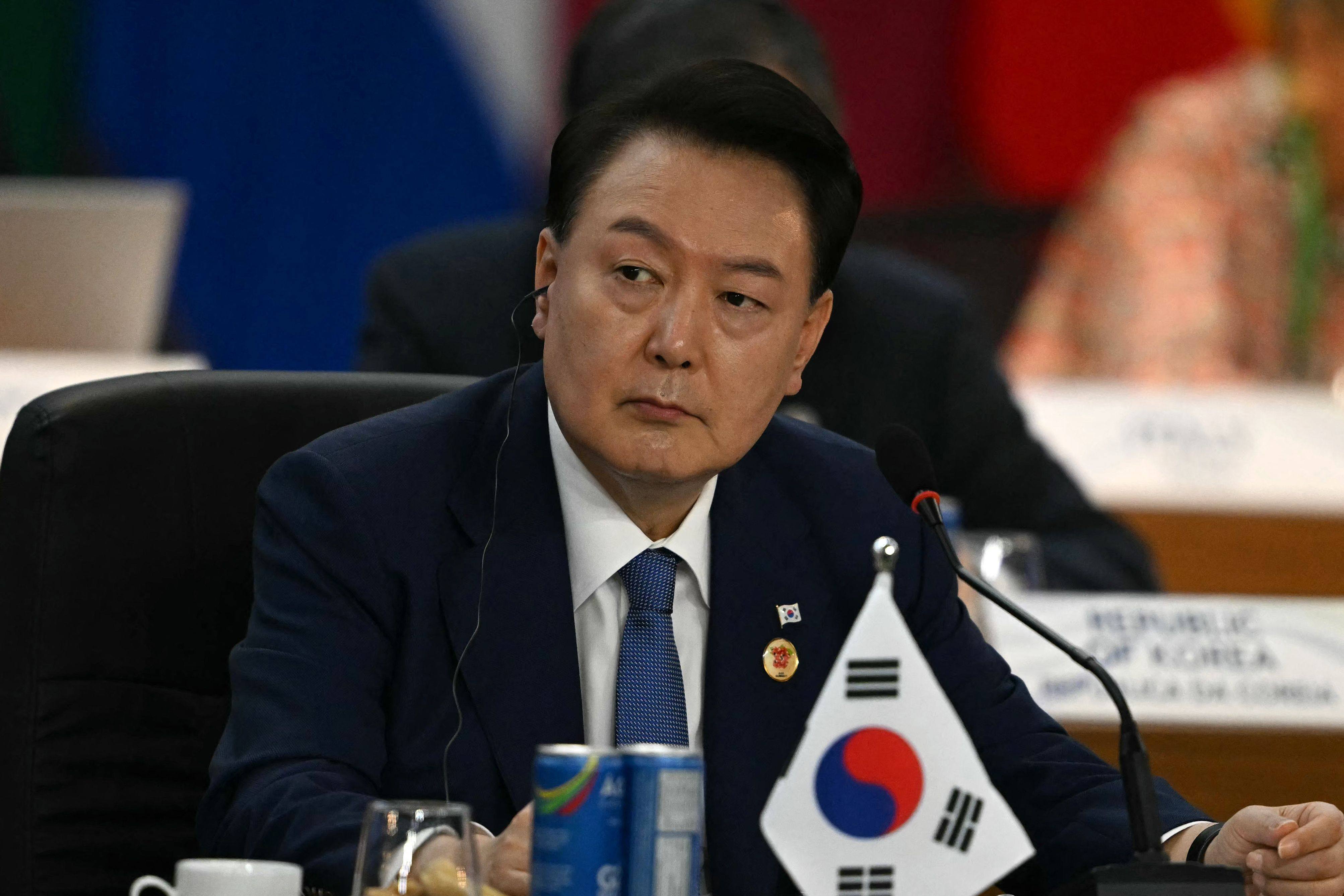 South Korea’s President Yoon Suk Yeol during the third session of the G20 Leaders’ Meeting in Rio de Janeiro, Brazil, on November 1. Photo: AFP