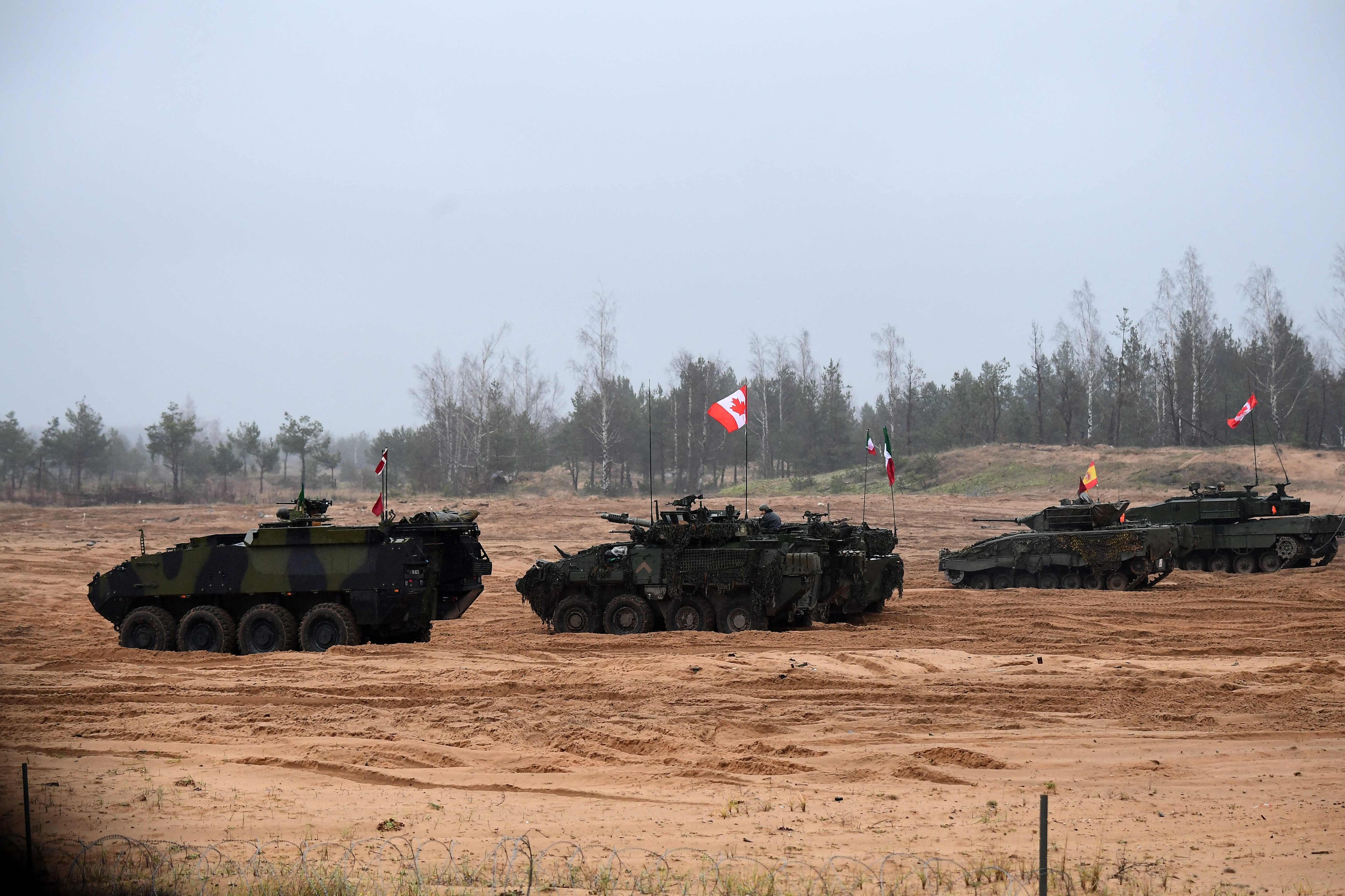 Canadian troops take part in a Nato-led military exercise in Latvia on November 14. Photo: AFP