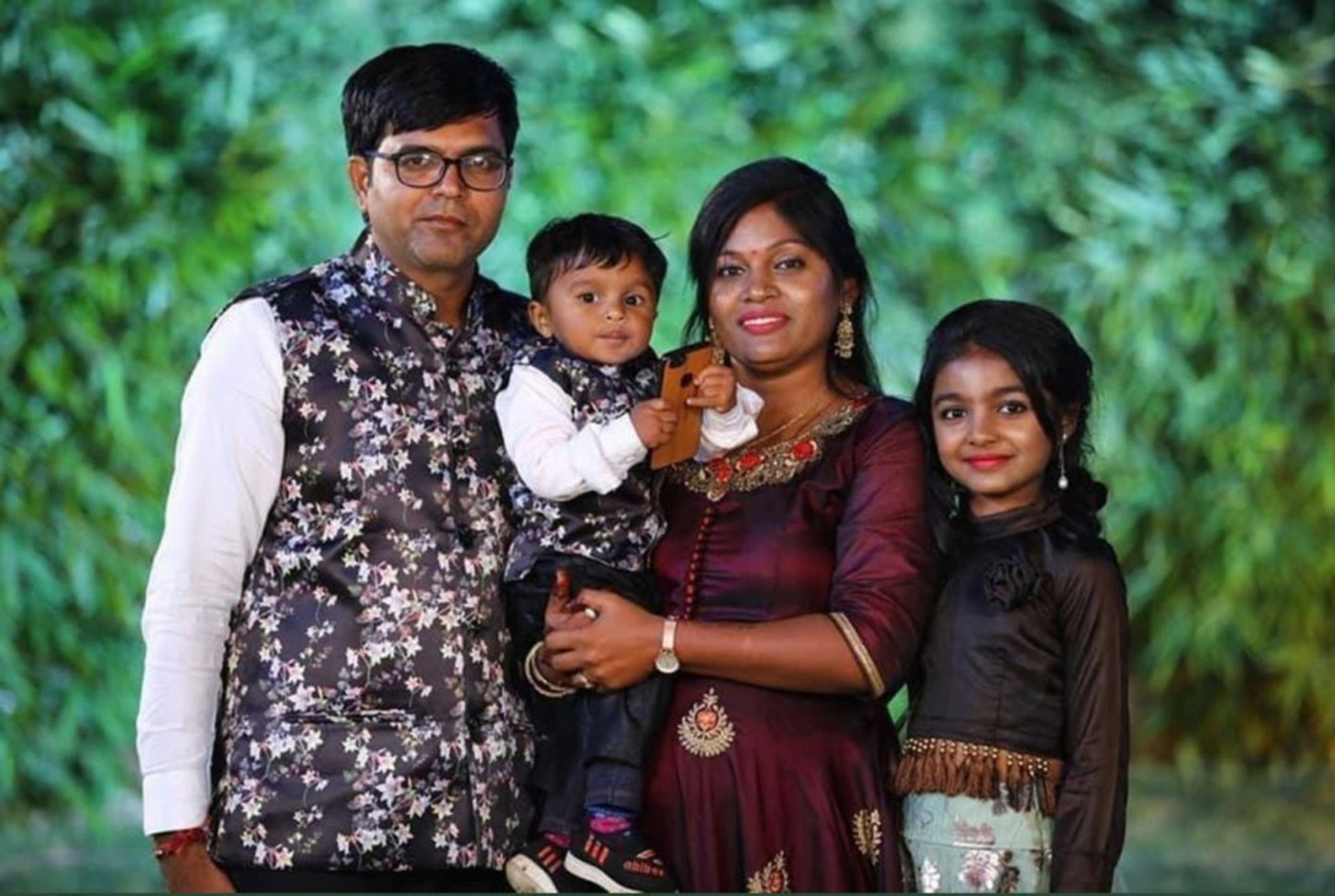 Jagdish and Vaishaliben Patel, are seen with their children, Dharmik, 3, and Vihangi, 11. Photo: Royal Canadian Mounted Police Manitoba via TNS