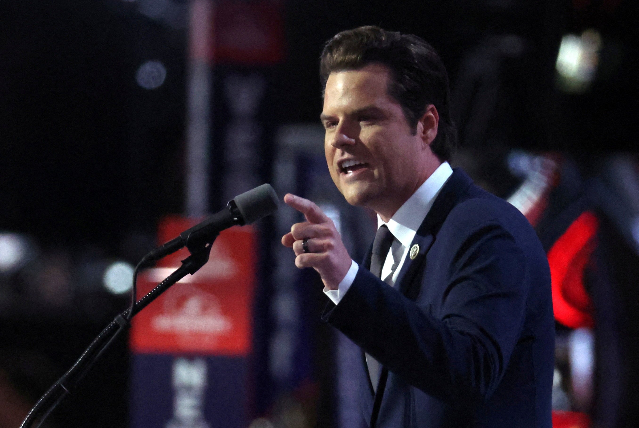 Matt Gaetz speaks at the Republican National Convention in Milwaukee, Wisconsin, in July. Photo: Reuters