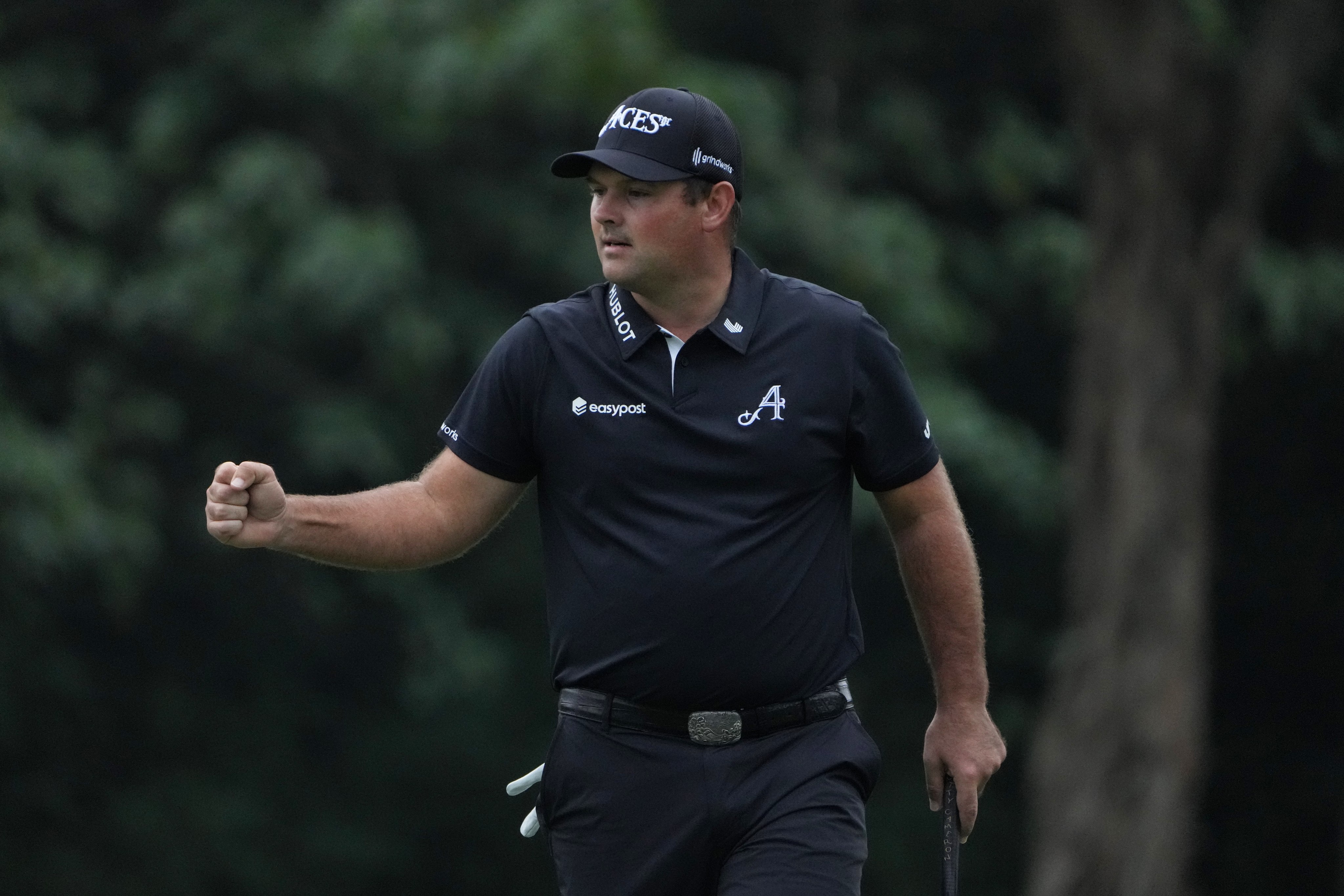 Patrick Reed celebrates making a birdie during the final round of the Link Hong Kong Open at Hong Kong Golf Club. Photo: Elson Li