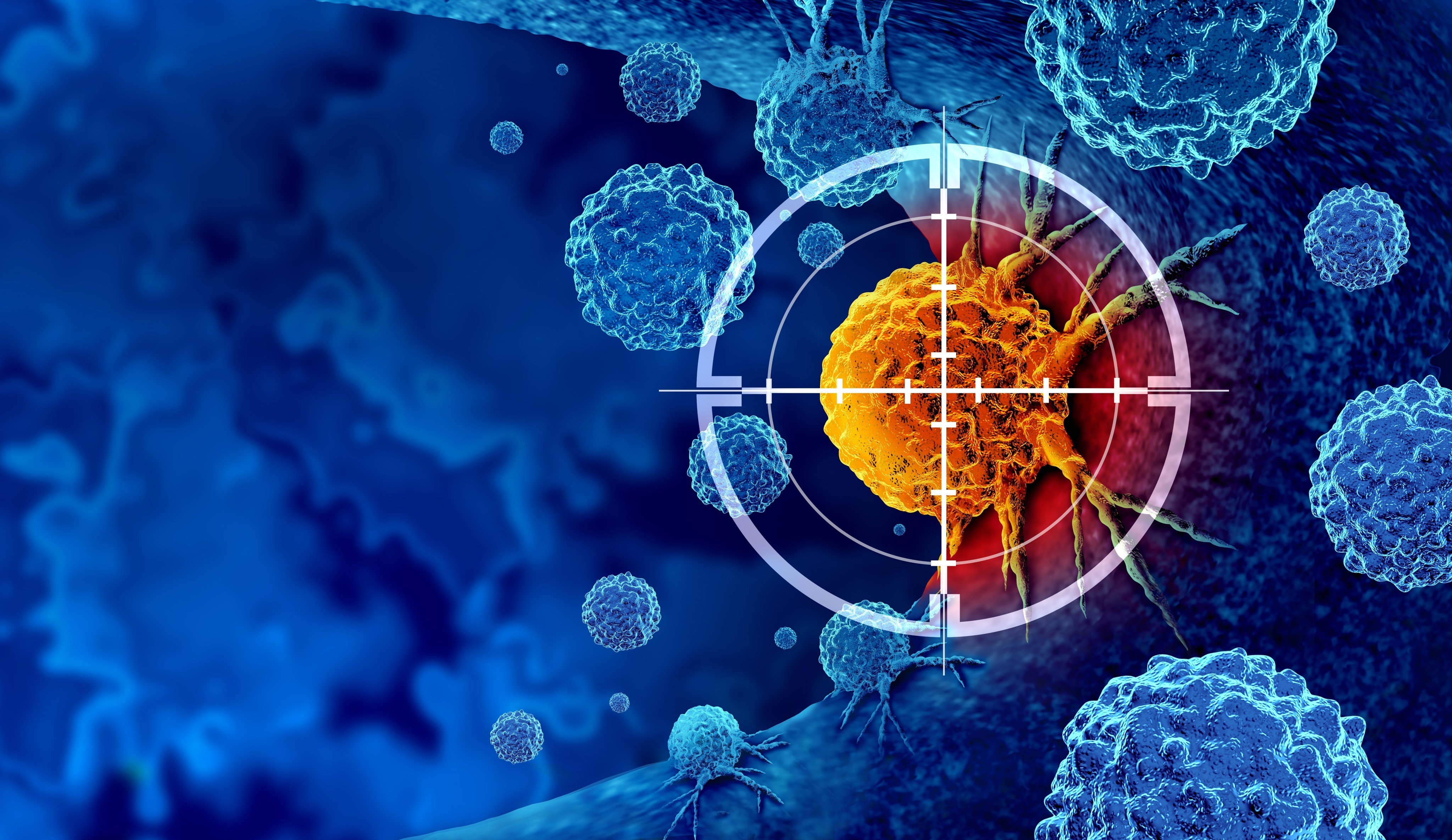 Cancer detection and screening as a treatment for malignant cells with a biopsy or testing caused by carcinogens and genetics with a cancerous cell as an immunotherapy symbol as a 3D render. ID 2280911871. Photo: Shutterstock