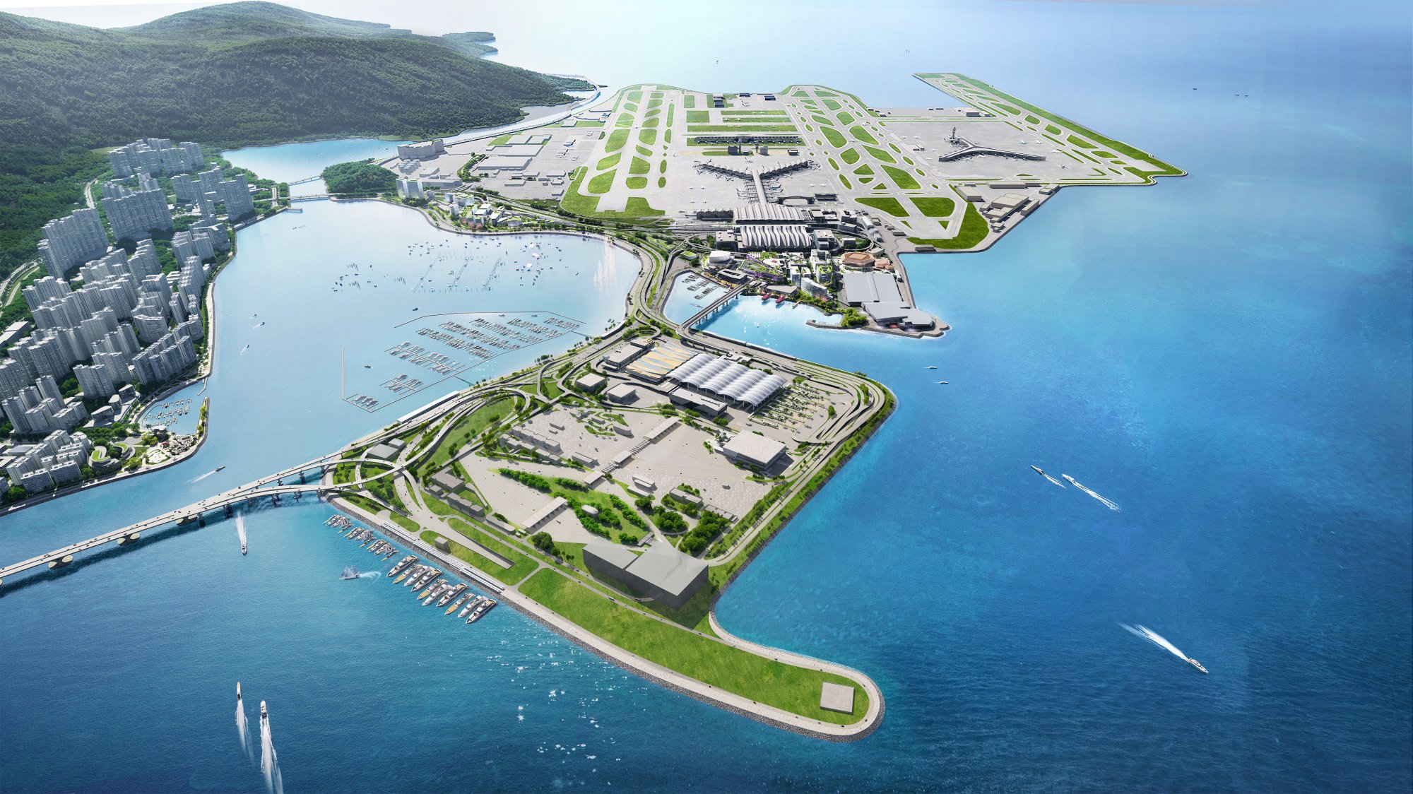 The Airport City development will be completed in stages, with the new HK$141.5 billion three-runway system launching on Thursday. Photo: Airport Authority Hong Kong