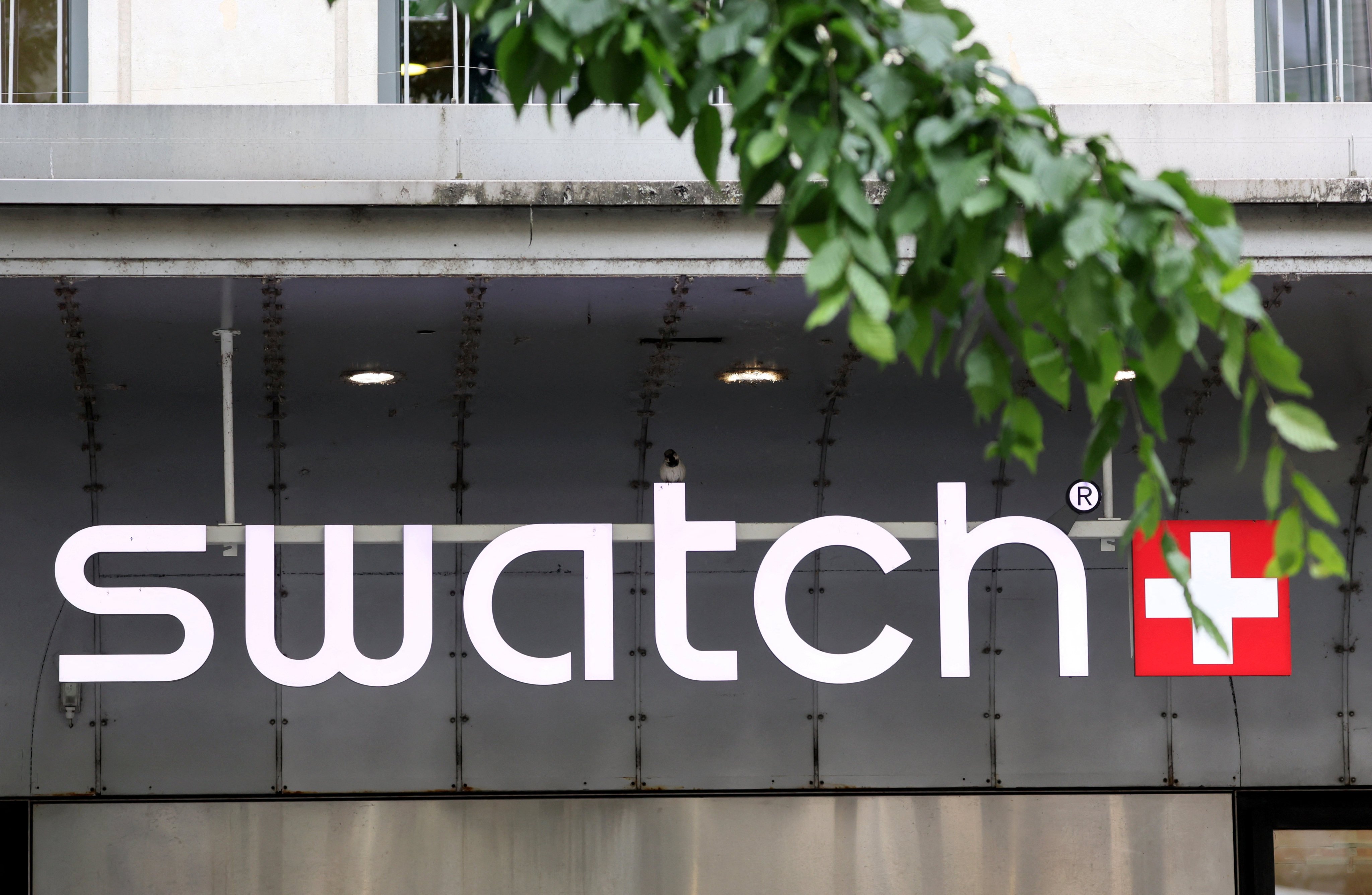 Logo of Swiss watchmaker Swatch Group is pictured on a store in Geneva, Switzerland. Photo: Reuters