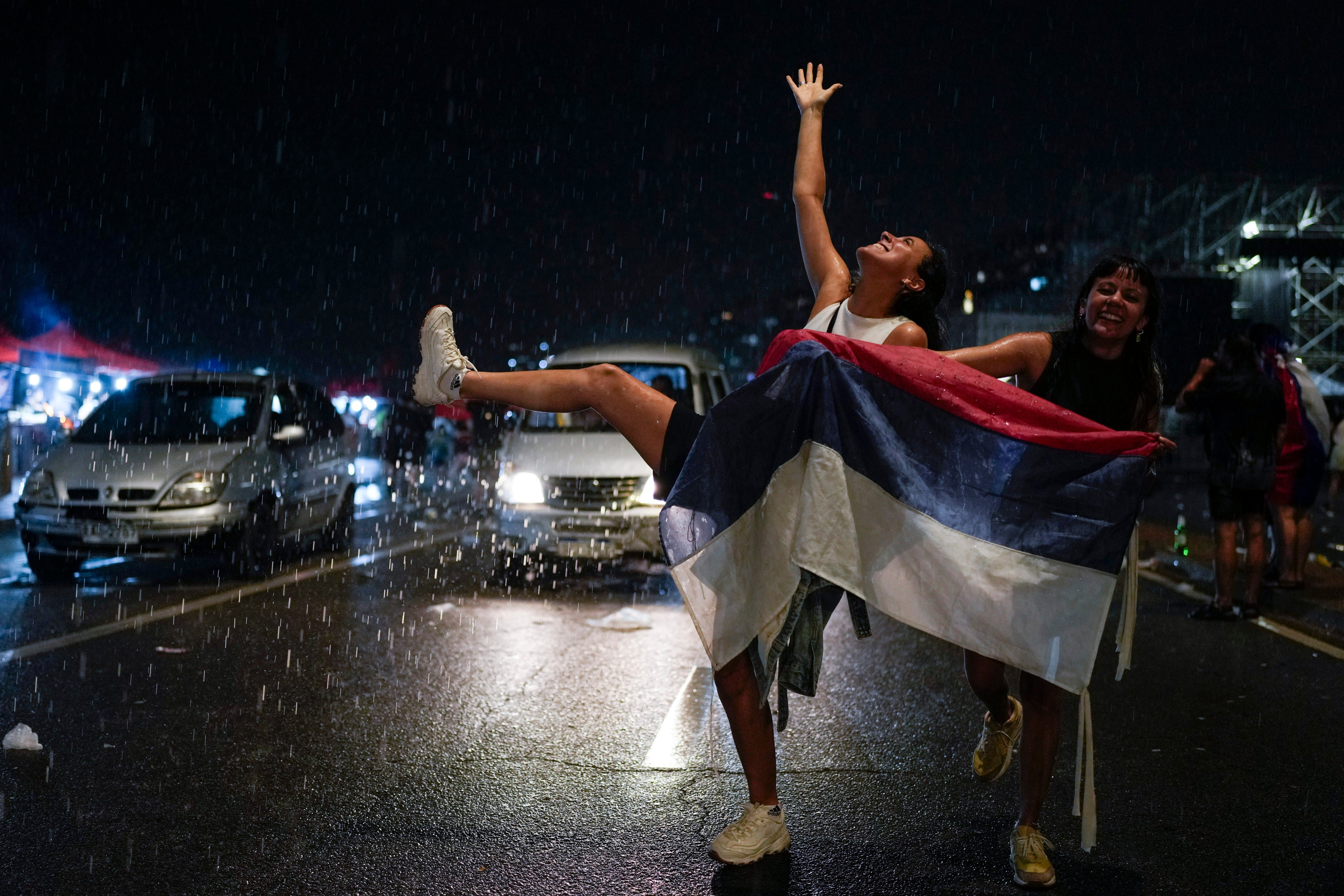 Supporters celebrate the victory of Yamandu Orsi in the presidential run-off election in Montevideo, Uruguay. Photo: AP