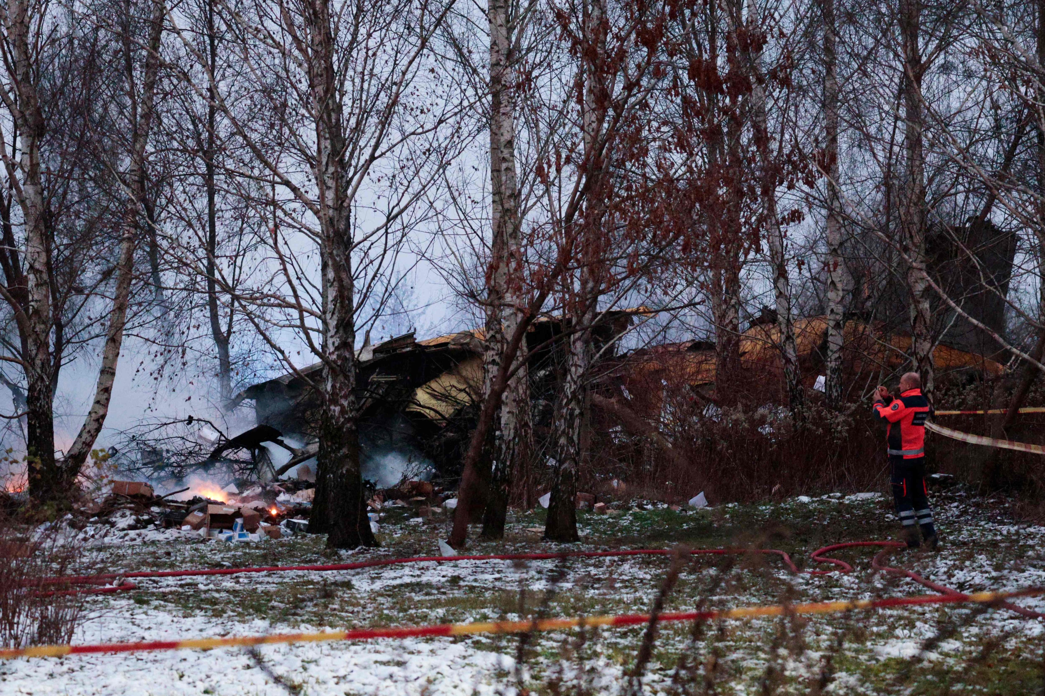 The wreckage of the cargo plane. Photo: AFP