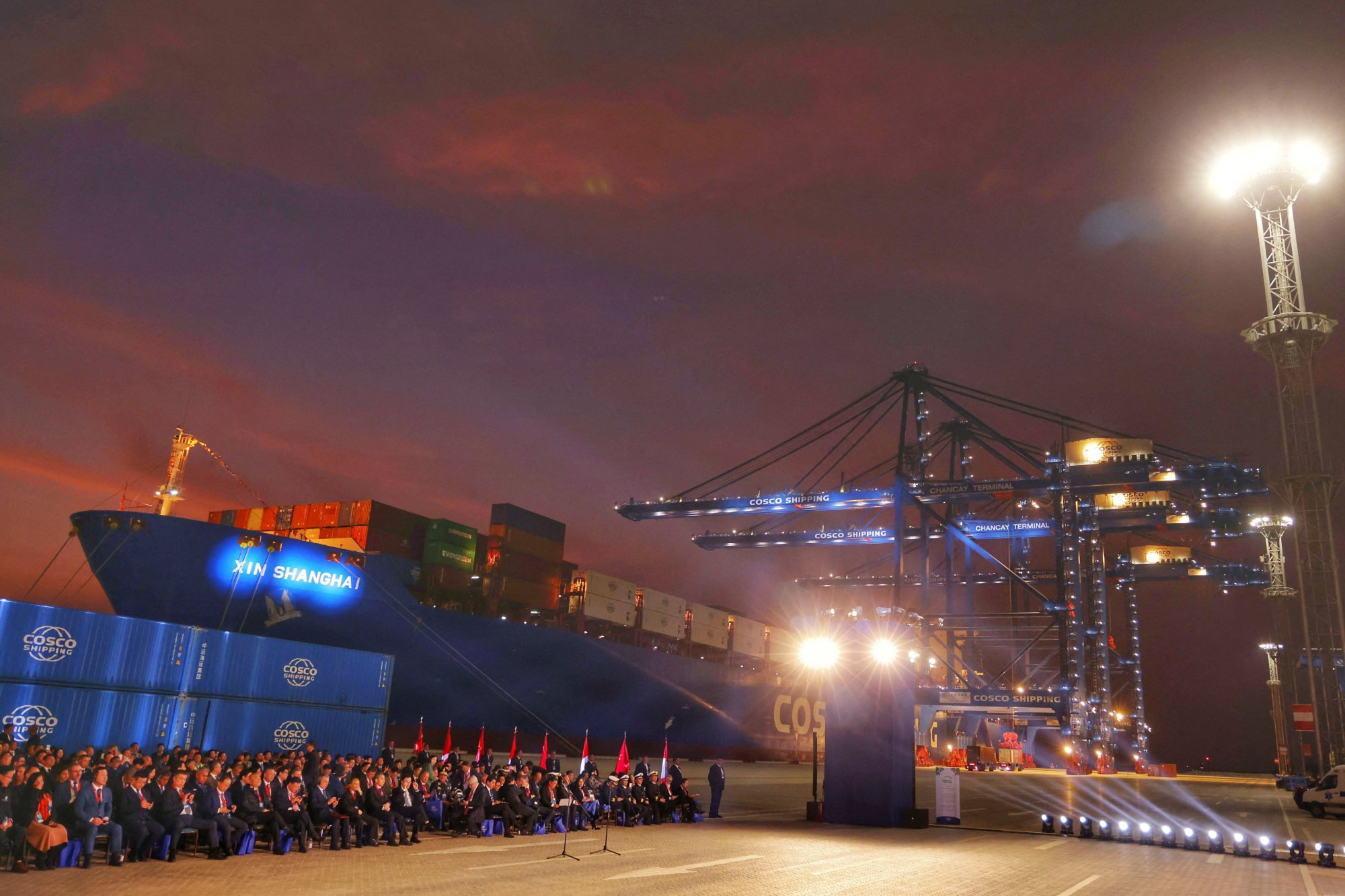 The inauguration ceremony of China’s state-owned Cosco Shipping Chancay port on November 14, during the Apec Summit in Peru. Photo: Apec Peru via Reuters