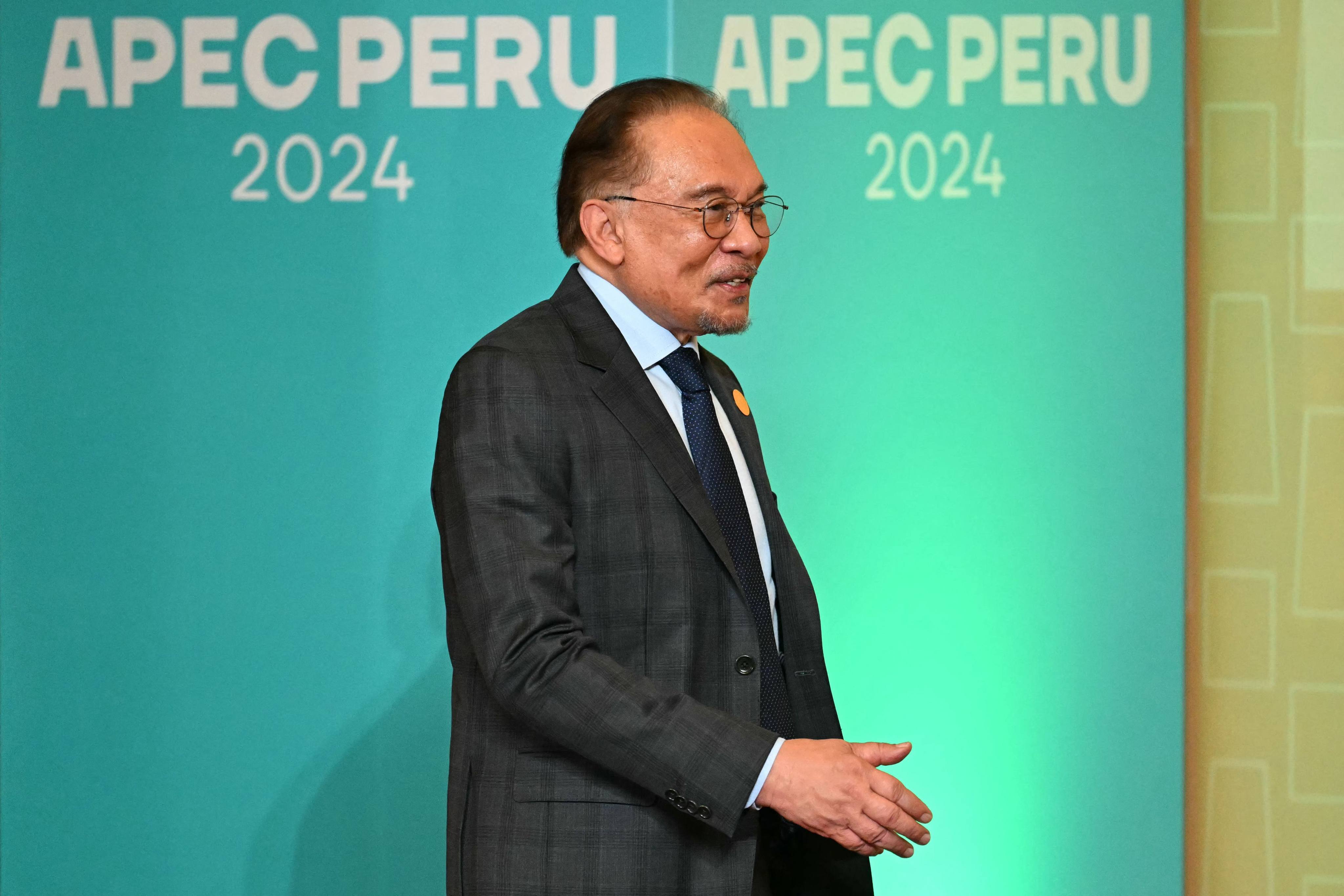 Malaysia’s Prime Minister Anwar Ibrahim at the Apec Economic Leaders Meeting at the Convention Centre in Lima on November 16. Photo: AFP