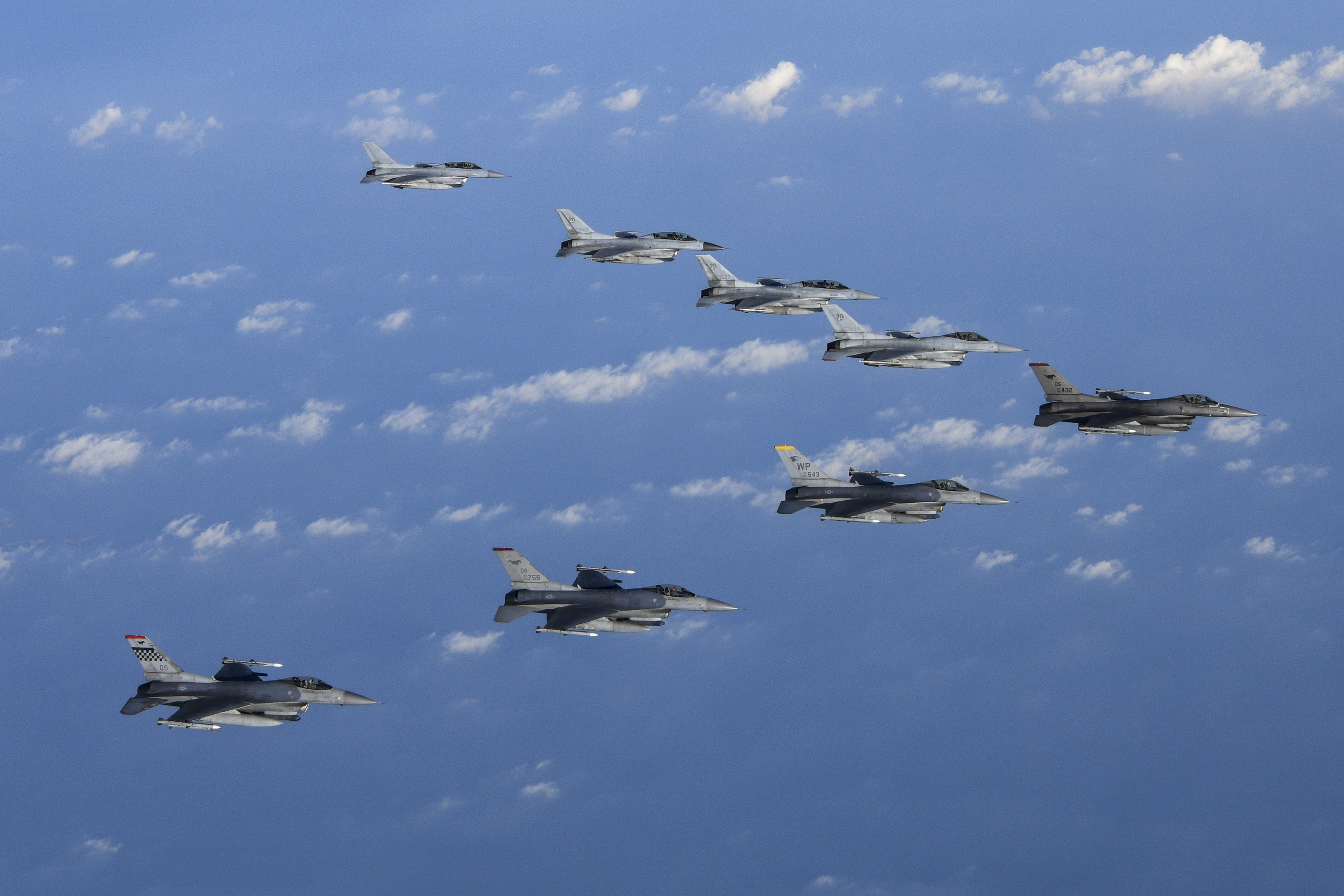 F-16s from the South Korean and US air forces take part in a joint drill at live-fire ground in Taebaek on October 31. Photo: Defence Ministry/ZUMA Press Wire/dpa