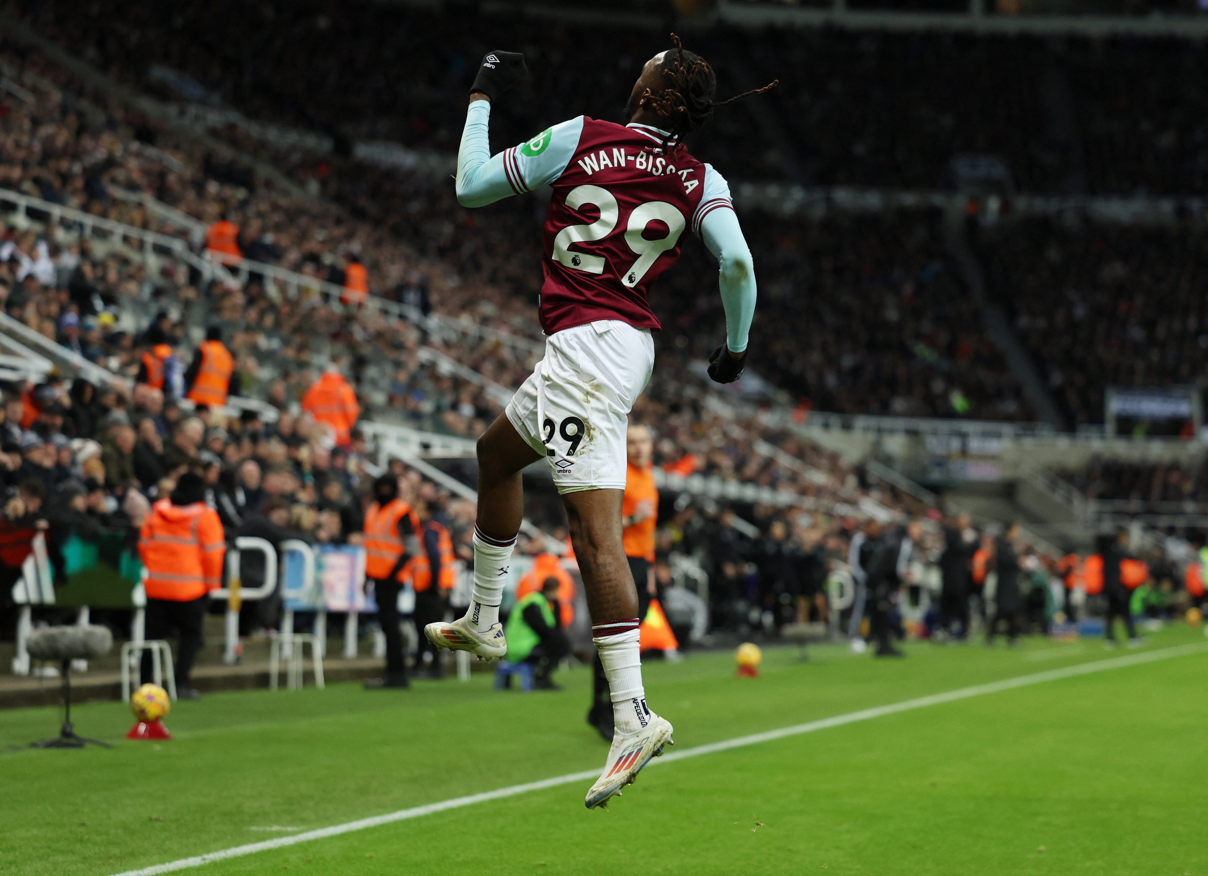 West Ham United’s Aaron Wan-Bissaka celebrates scoring his side’s second at St James’ Park. Photo: Reuters