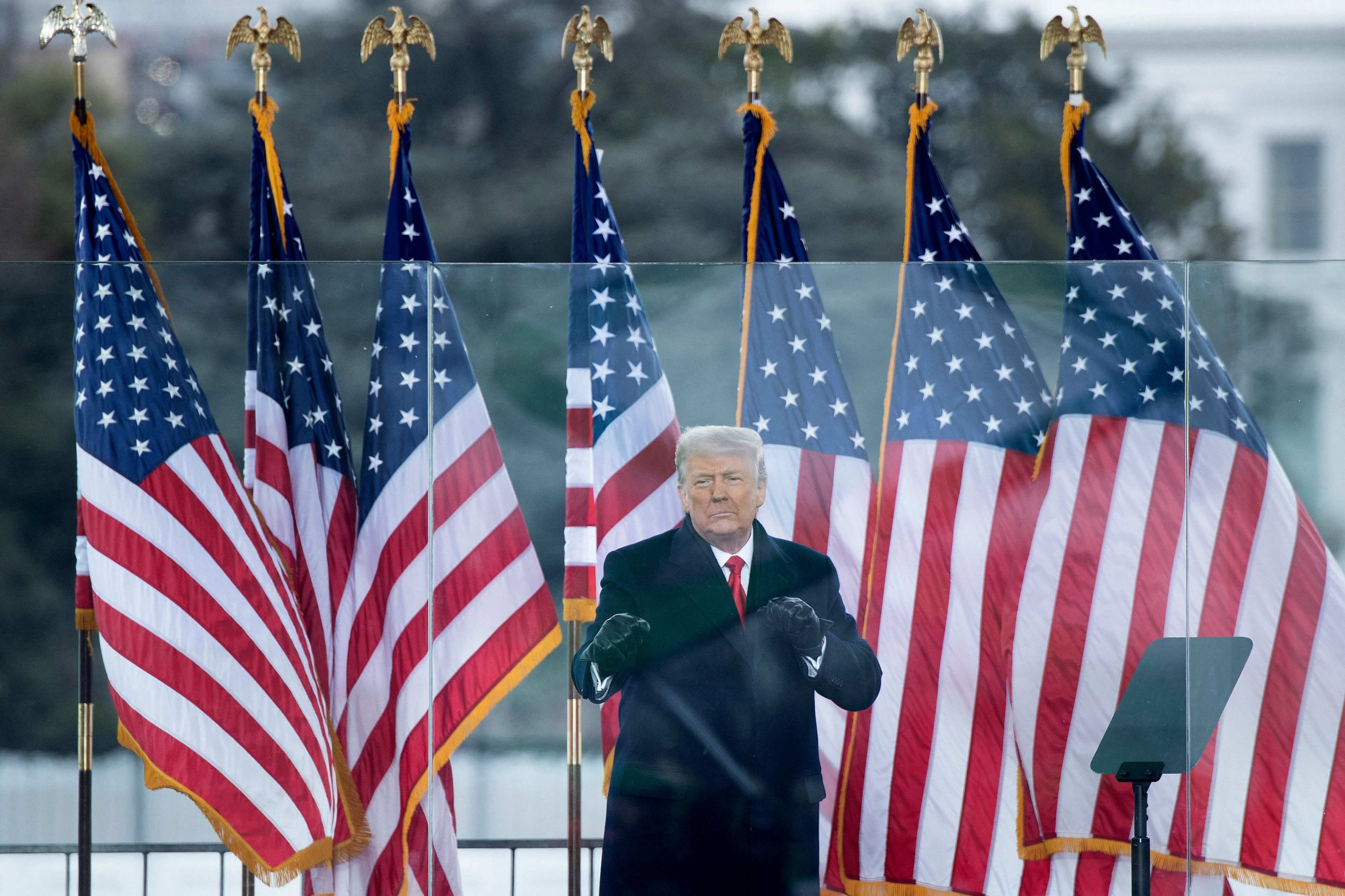 Donald Trump rallies supporters from The Ellipse near the White House in Washington on January 6, 2021. Photo: AFP