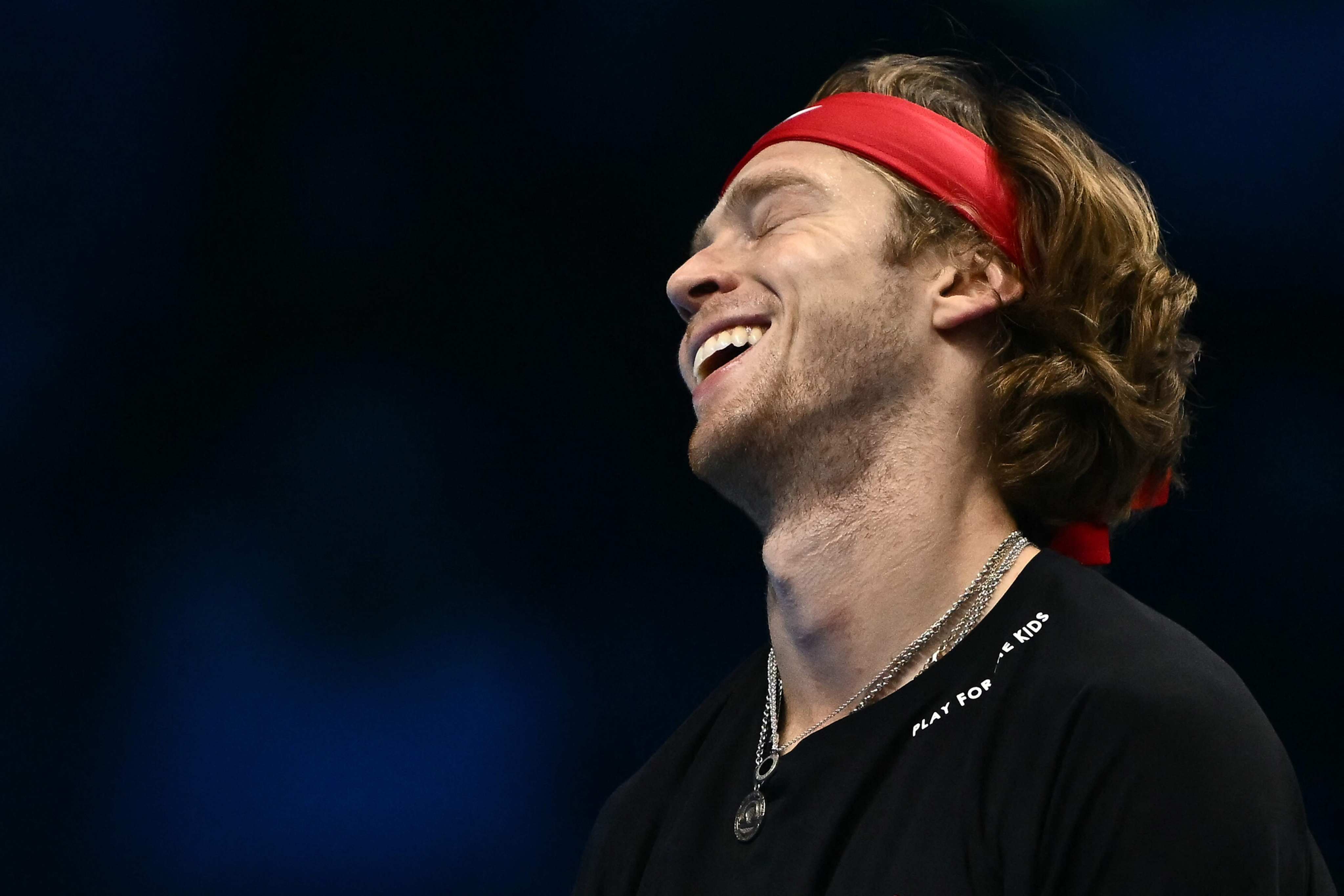 Russia’s Andrey Rublev reacts during his match against Norway’s Casper Ruud at the ATP Finals tournament in Turin earlier this month. Photo: AFP