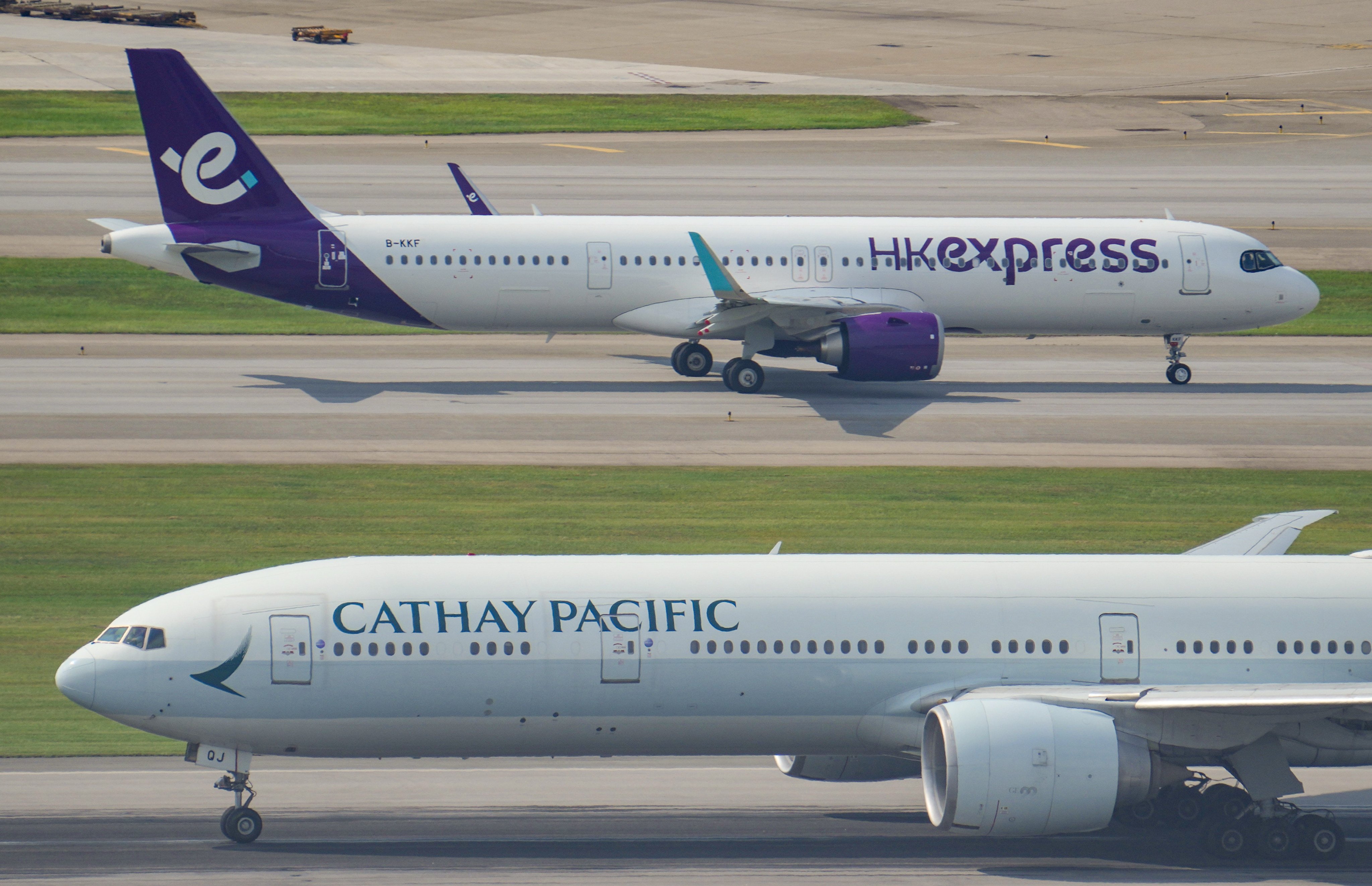 Cathay Pacific and HK Express aircraft at Hong Kong International Airport. Photo: May Tse