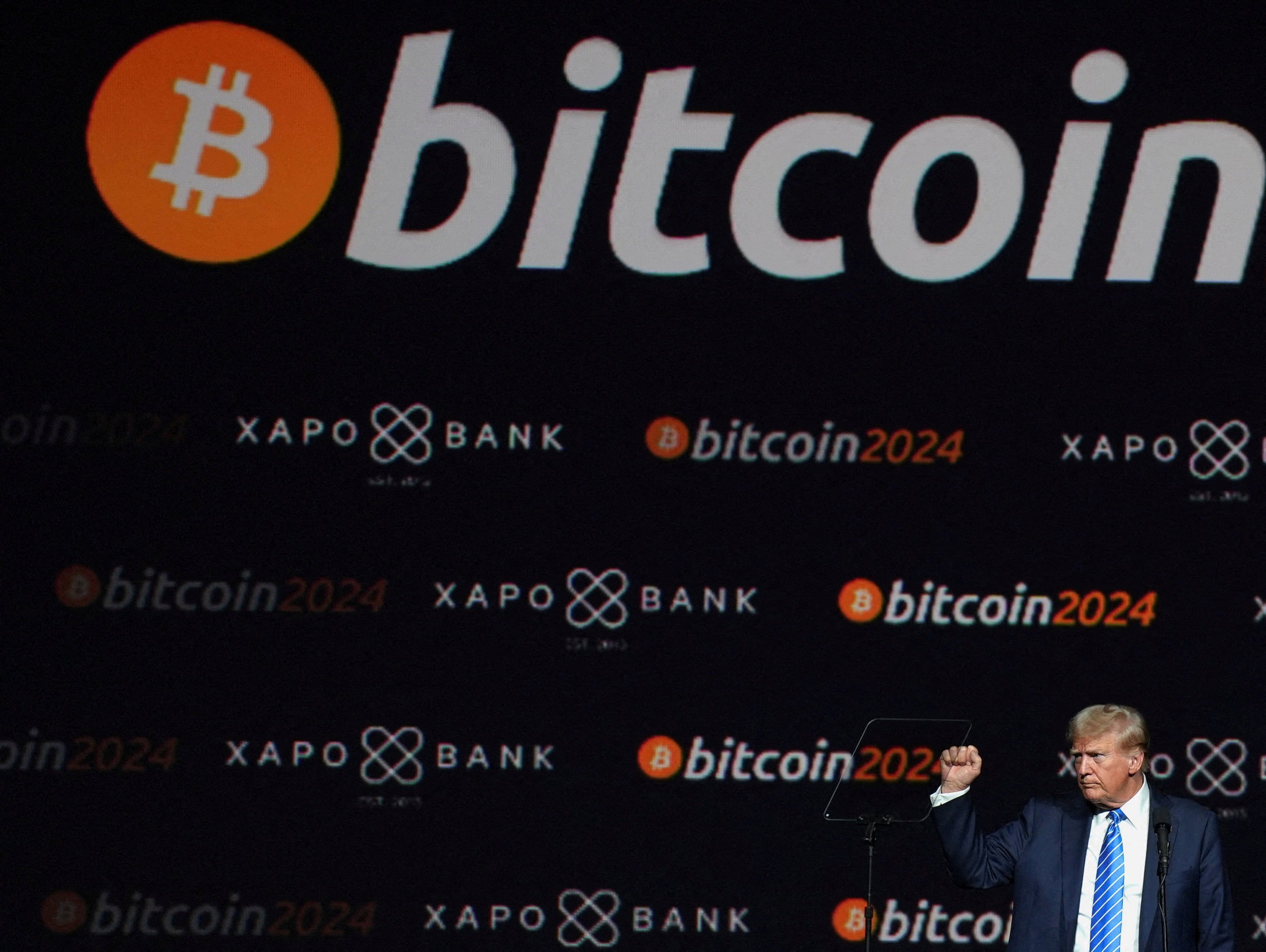 Donald Trump gestures at the Bitcoin 2024 event in Nashville, Tennessee, US, July 27, 2024. Photo: Reuters