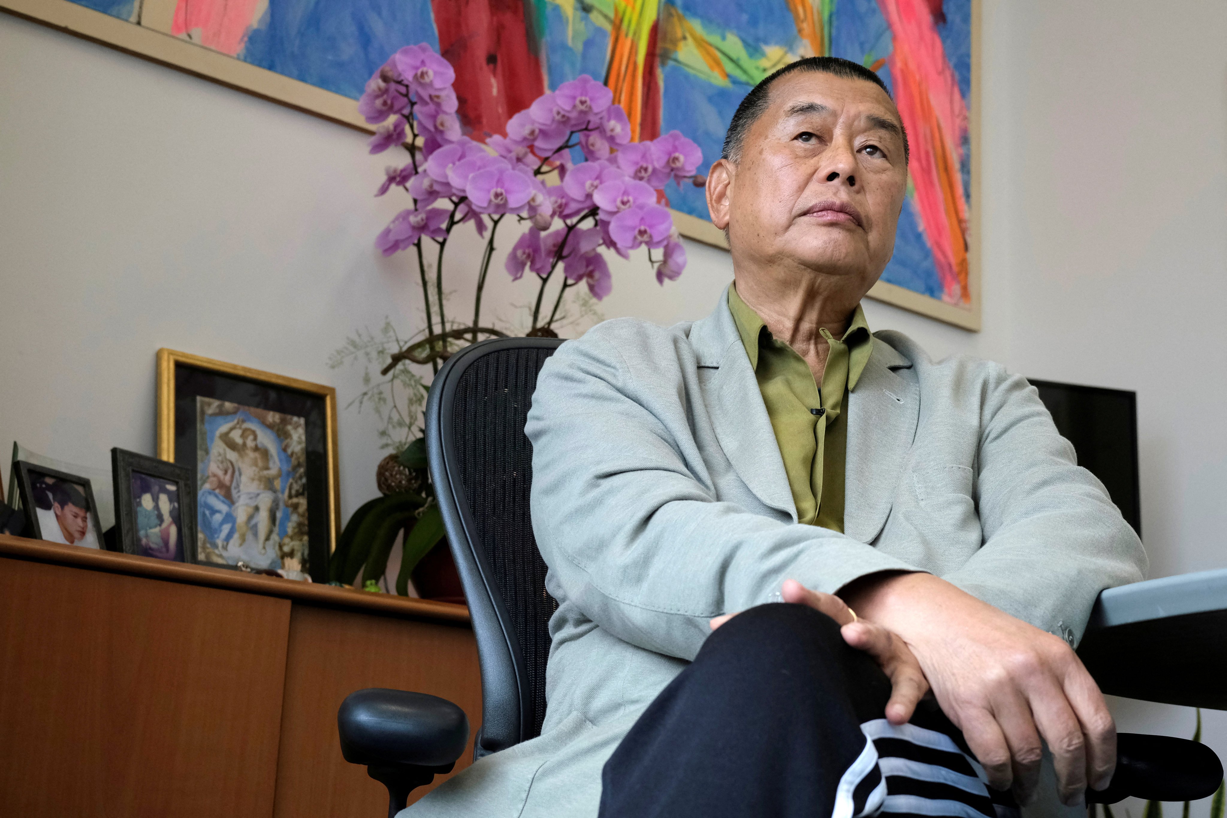 Former media boss Jimmy Lai, founder of the now-defunct Apple Daily tabloid, during an interview in May 2020. Photo: Reuters