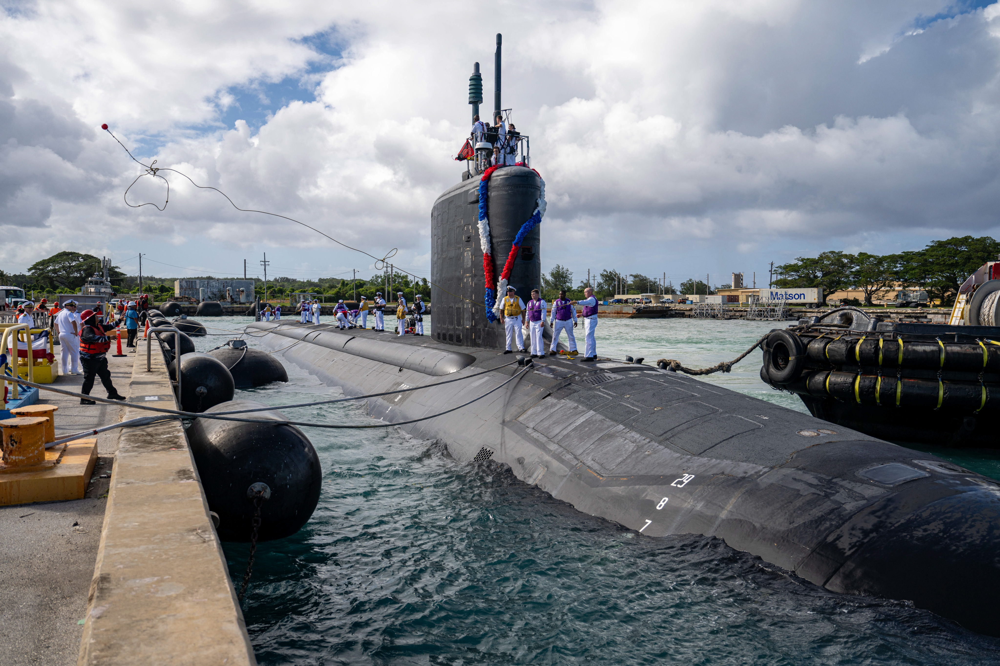 The Virginia-class USS Minnesota arrives at US Naval Base Guam on Tuesday. Photo: US Navy
