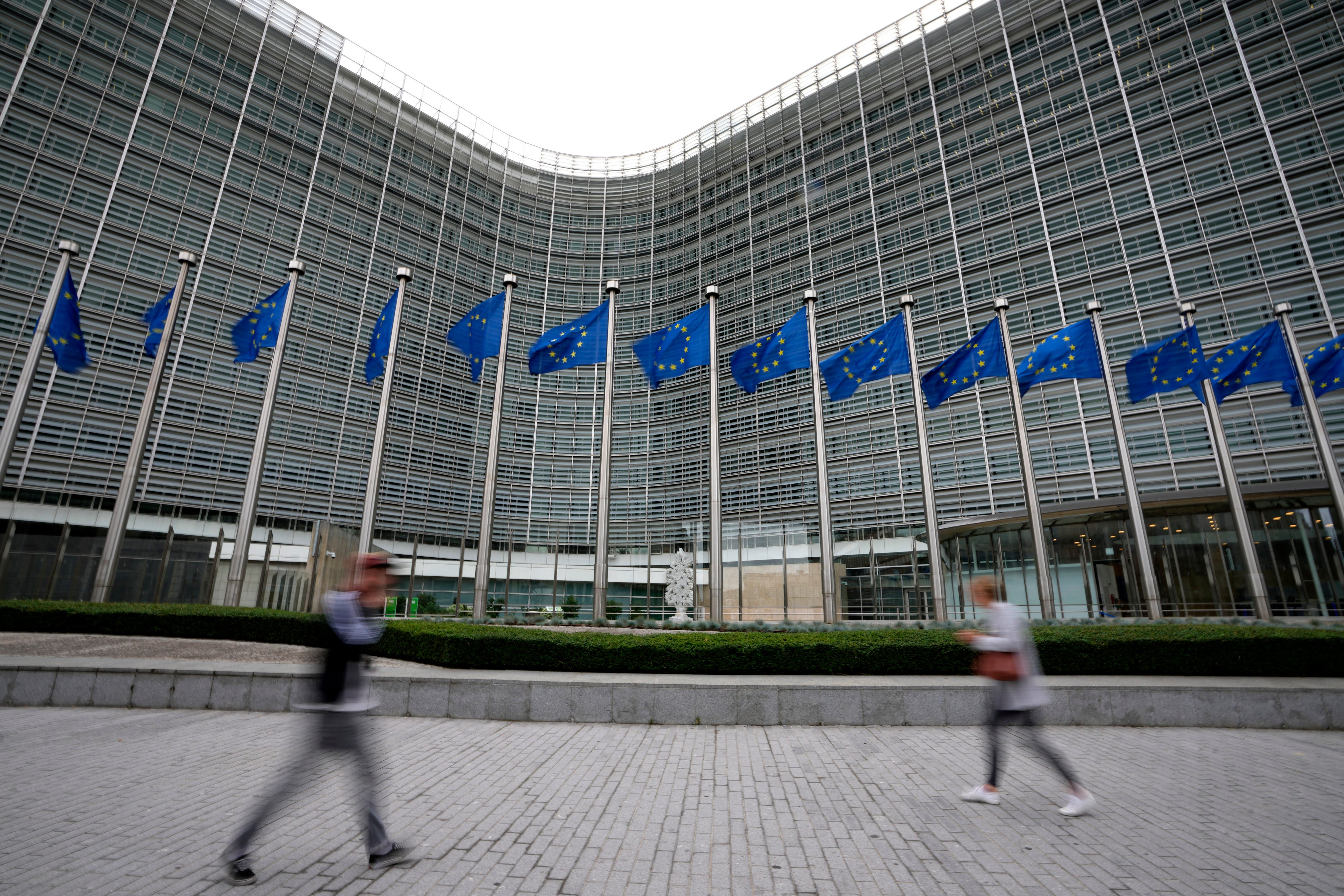 European Union flags flap in the wind at EU headquarters in Brussels. Opposition in Norway to EU membership has declined from more than 70 per cent in 2016 and is now at the lowest level since 2009, while support is up from around 20 per cent in the last decade. Photo: AP