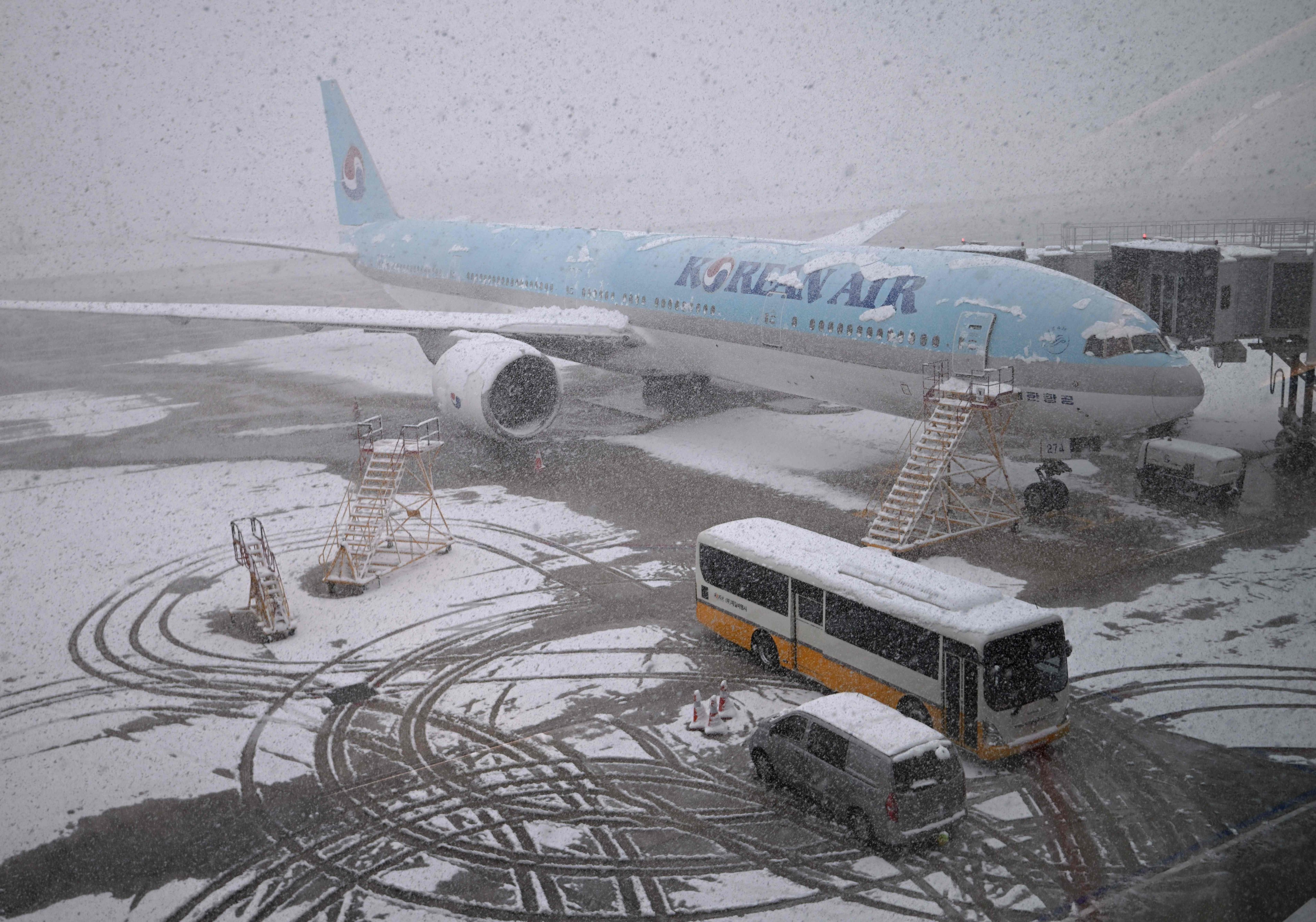 A Korean Air plane is parked on the tarmac at Incheon airport on November 27. Photo: AFP