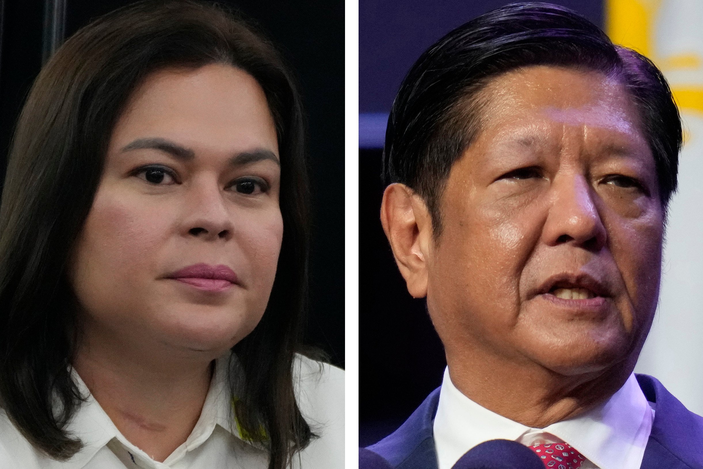 A combination of photos showing Philippine Vice-President Sara Duterte (left) President Ferdinand Marcos Jnr. Photo: AP