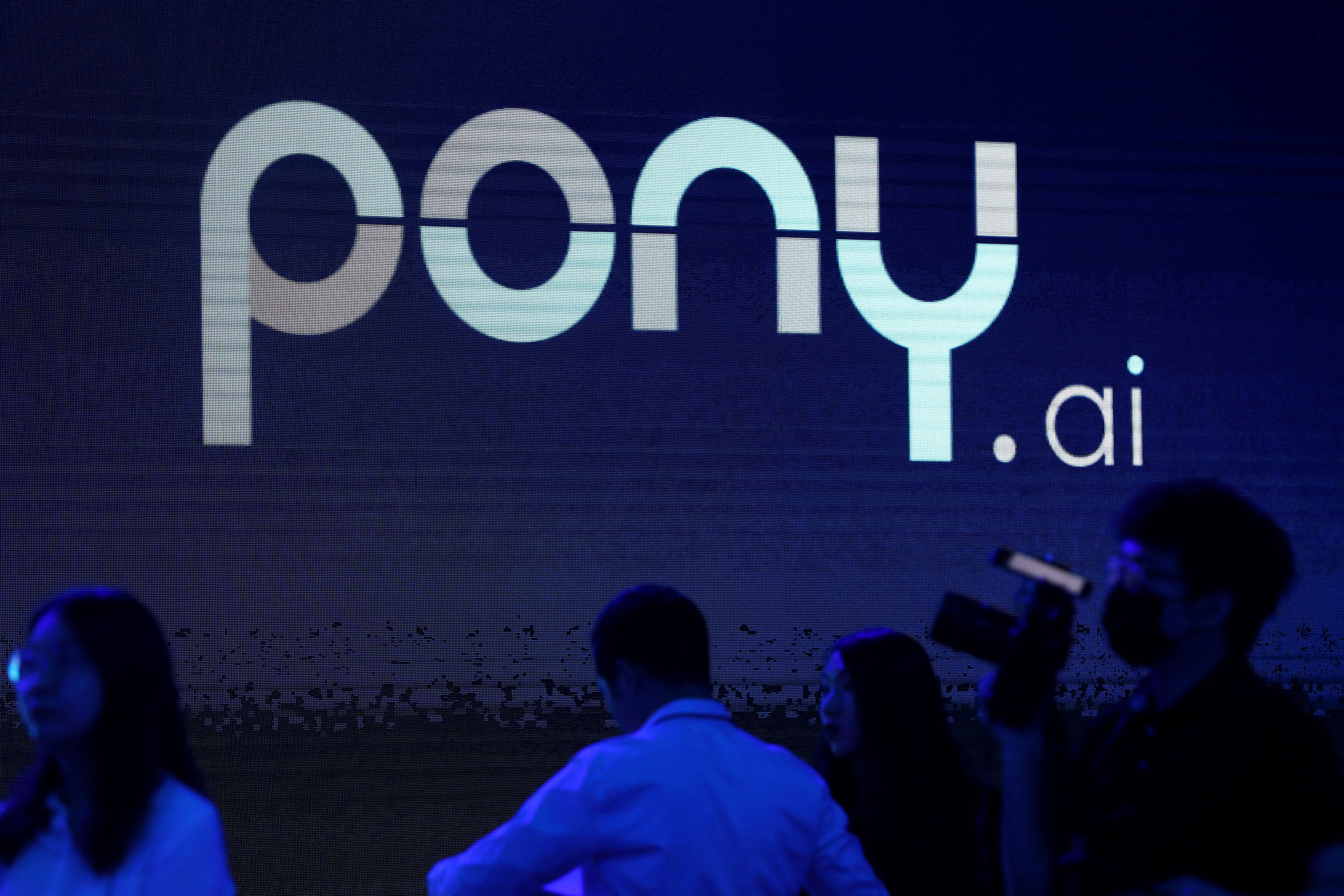 The logo of autonomous driving start-up Pony.ai is seen on a screen during an event in Beijing, China, May 13, 2021. Photo: Reuters