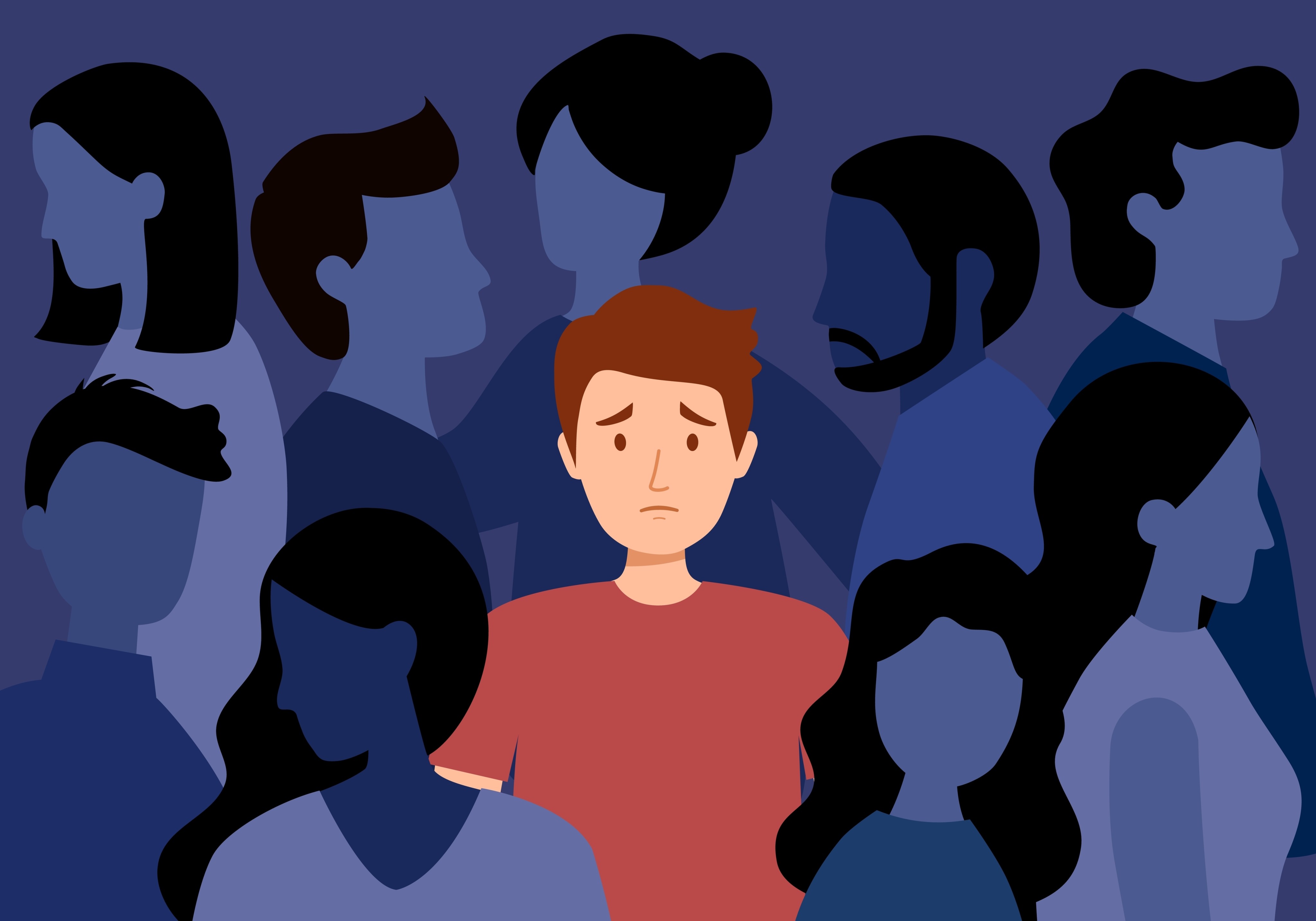 Social anxiety disorder is an intense fear of being judged in social situations, causing avoidance and physical symptoms. Photo: Shutterstock 