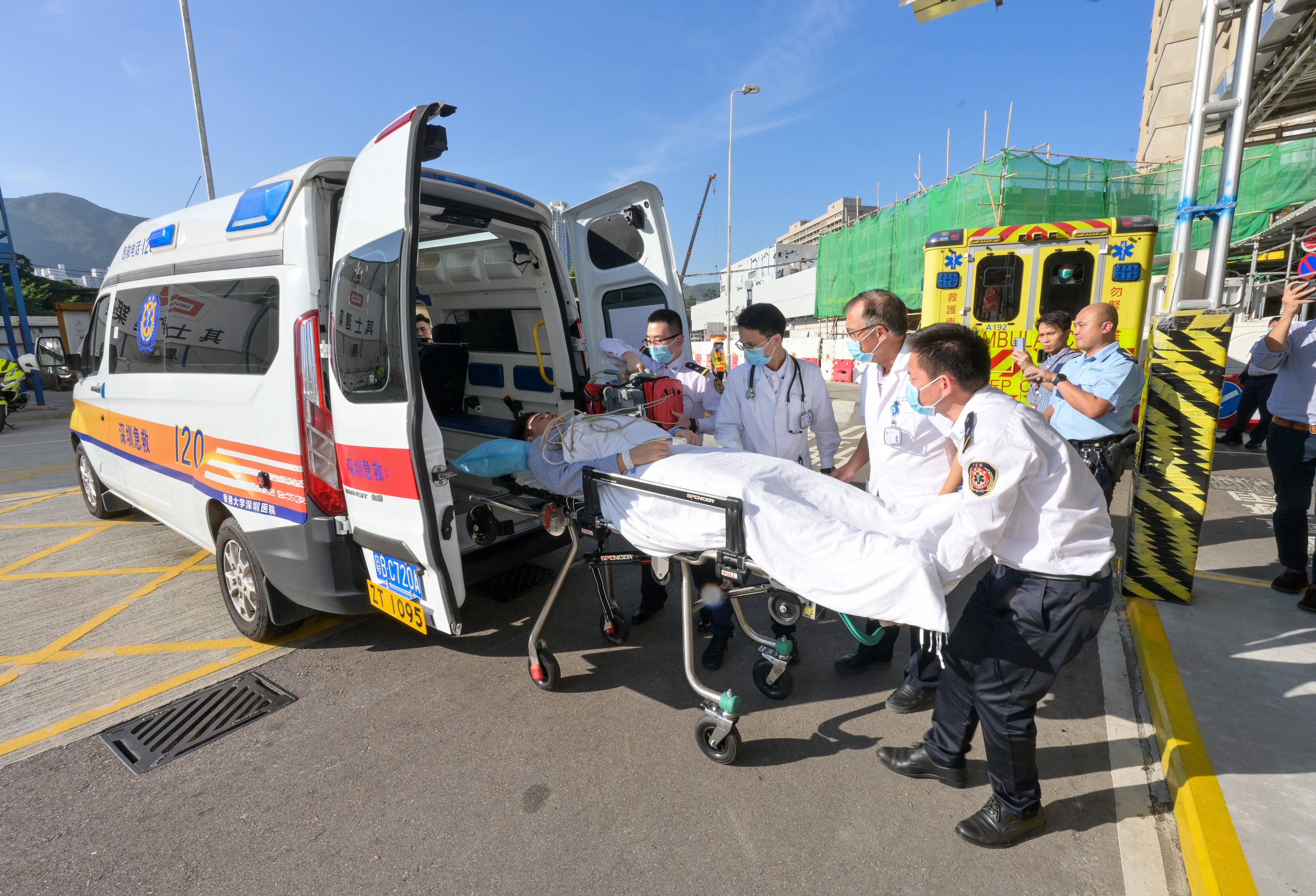 A patient arrives at Tuen Mun Hospital during a preparation drill before the launch of the pilot scheme. Photo: Handout