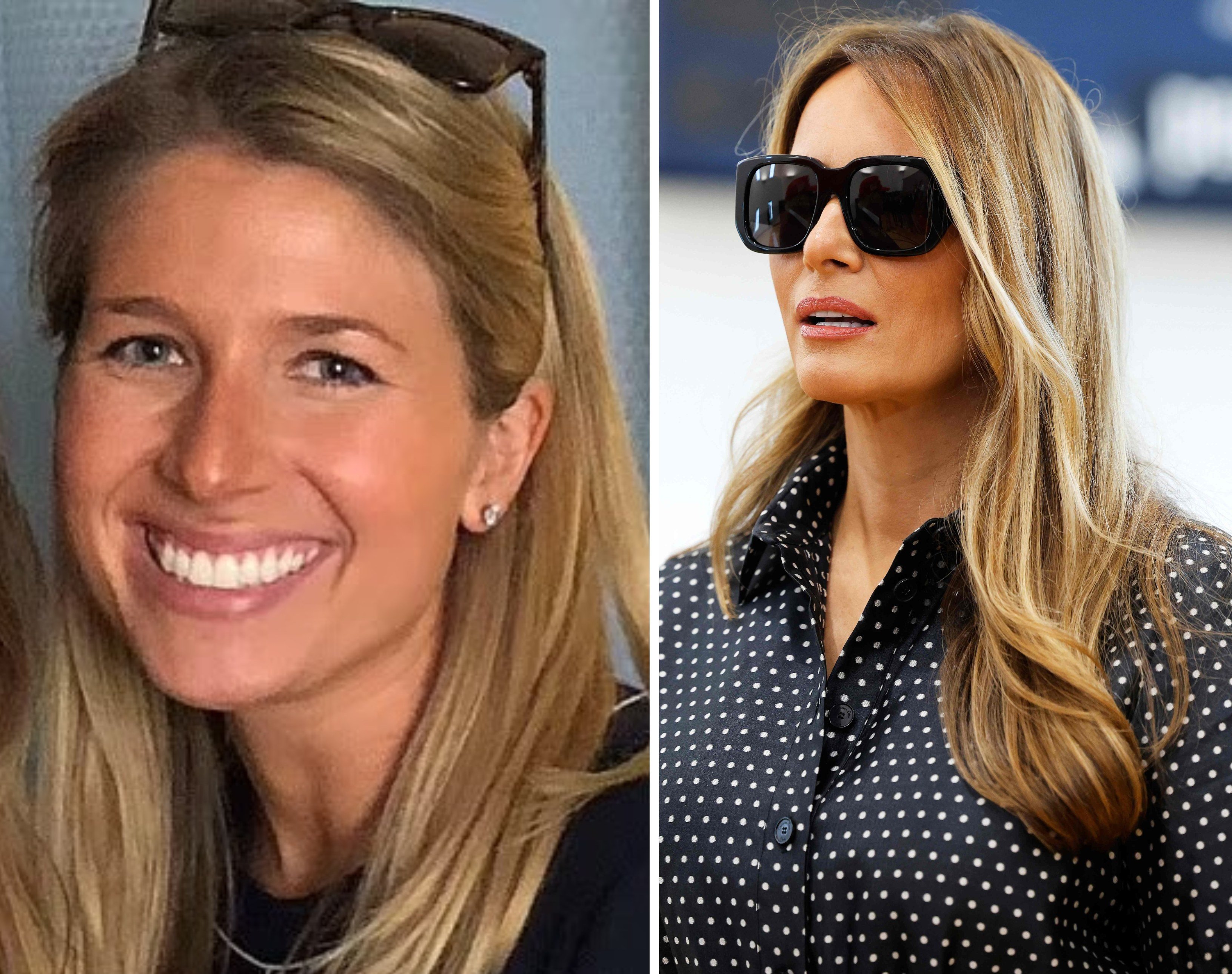 Hayley Harrison; Melania Trump. Photos: Hayley D’Antuono/Facebook, AFP