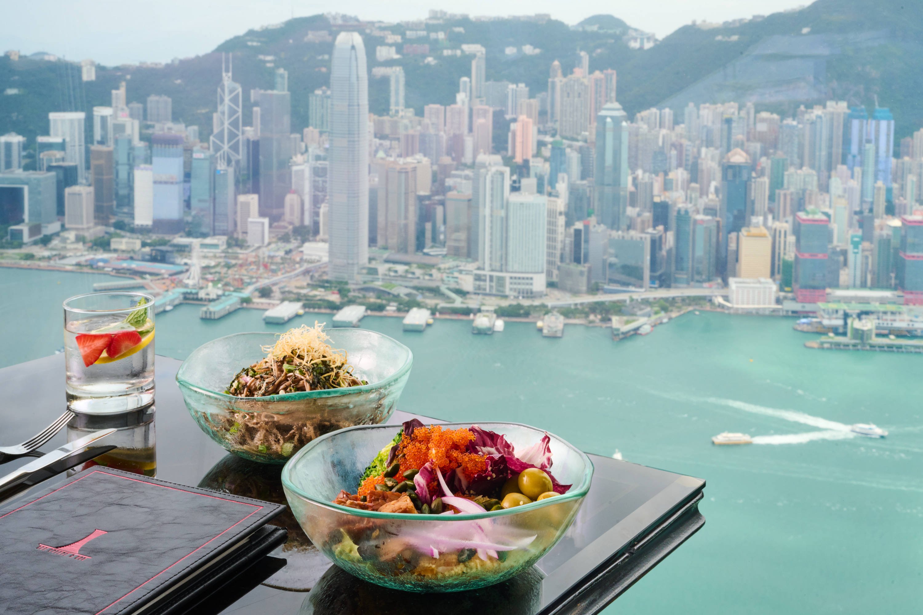 Healthy food and a heavenly view at The Lounge & Bar in Hong Kong. Photo: Handout