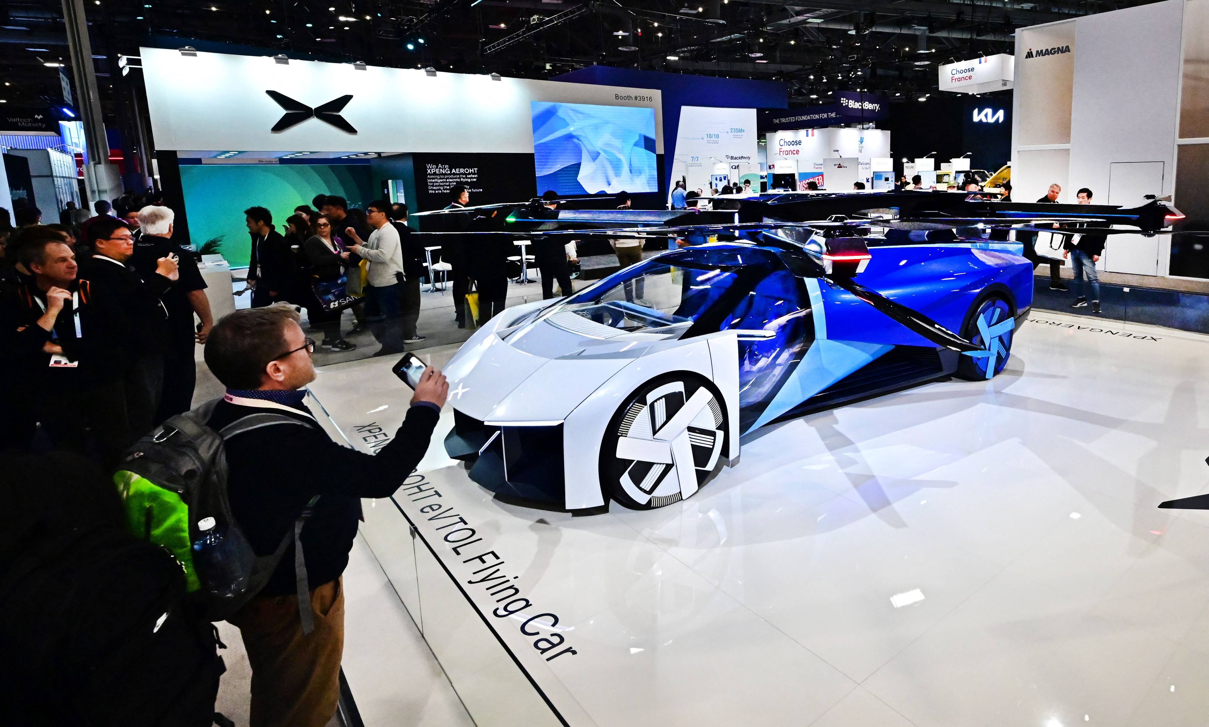 A “modular flying car” by China-based XPeng AeroHT shown at the 2024 Consumer Electronics Show in Las Vegas, Nevada, on January 11. Chinese tech employees are reporting problems getting visas to attend the 2025 trade show. Photo: AFP 