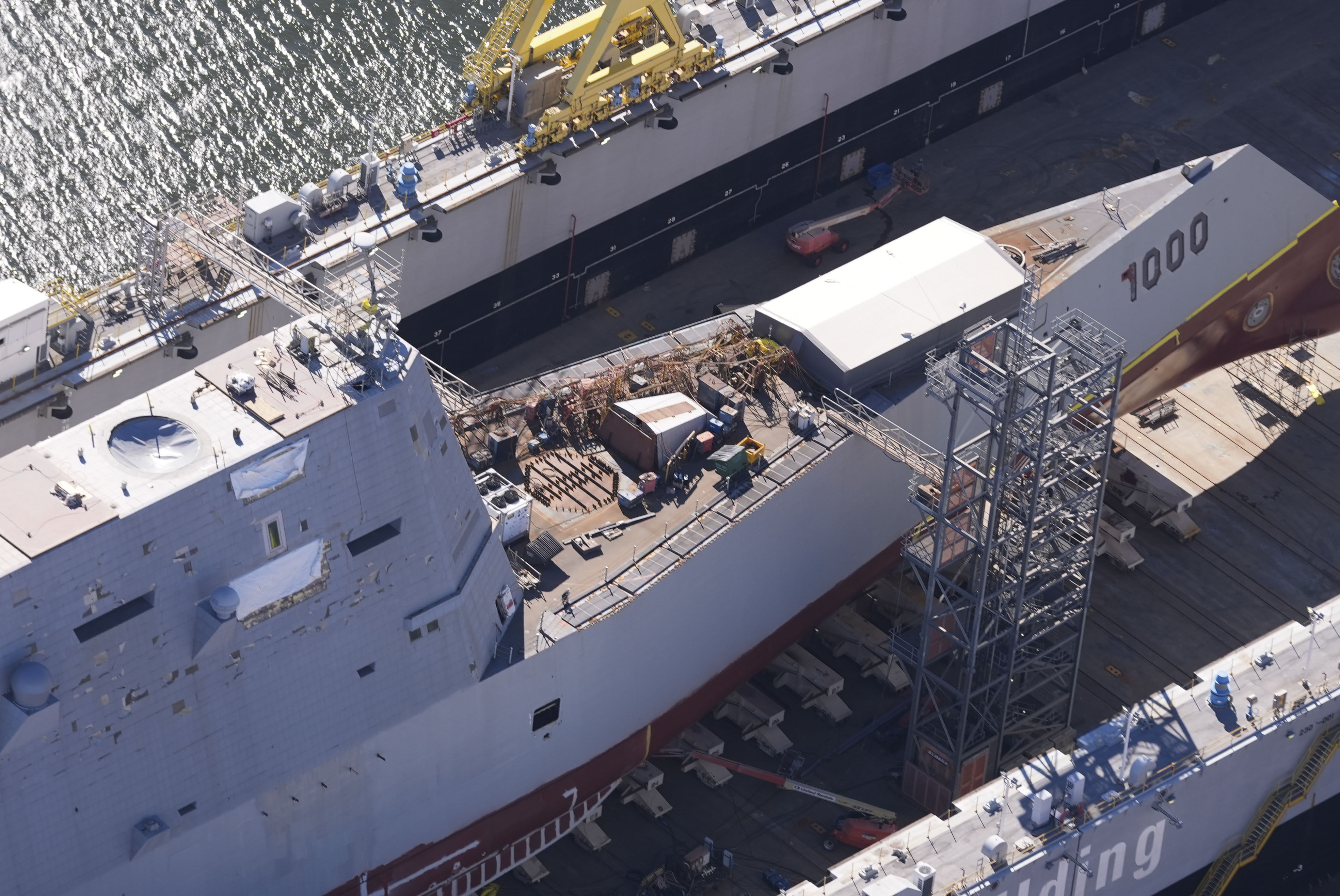 The USS Zumwalt is seen at the Huntington Ingalls shipyard in Pascagoula, Mississippi, on November 21. Photo: AP