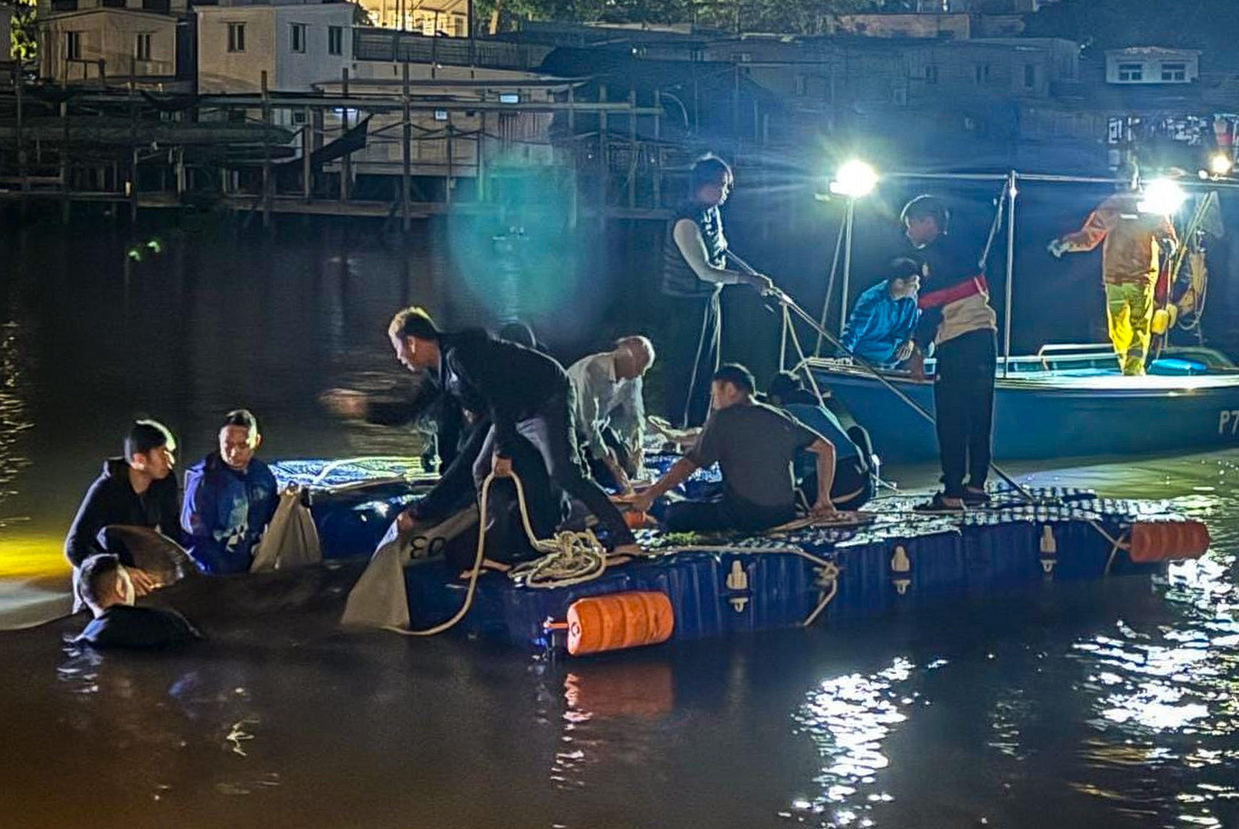 Authorities on Saturday evening scrambled to rescue the whale and prevent the public from getting too close. Photo: Facebook/Man Fai