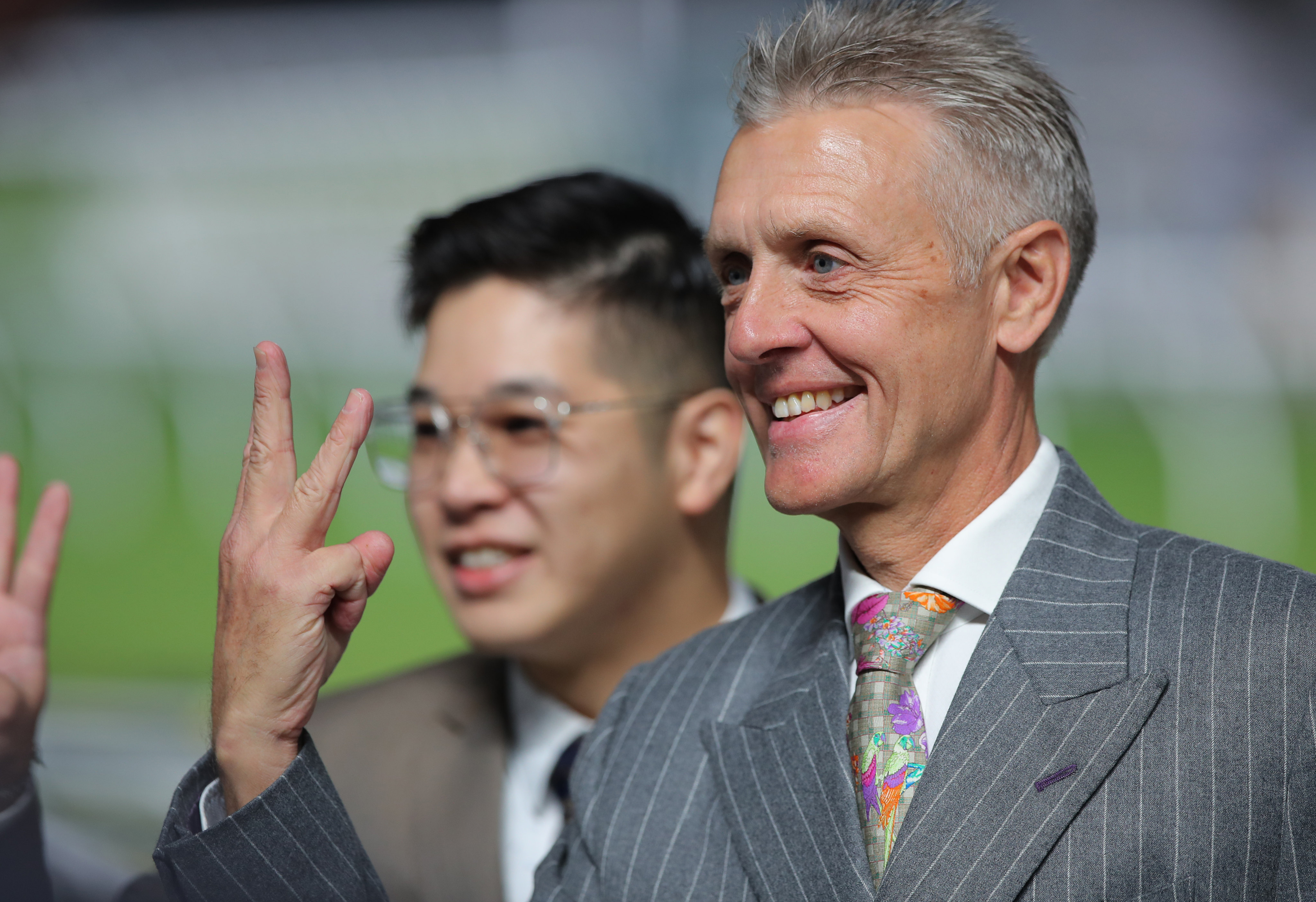 Mark Newnham enjoys his treble at Sha Tin on Sunday. Photos: Kenneth Chan