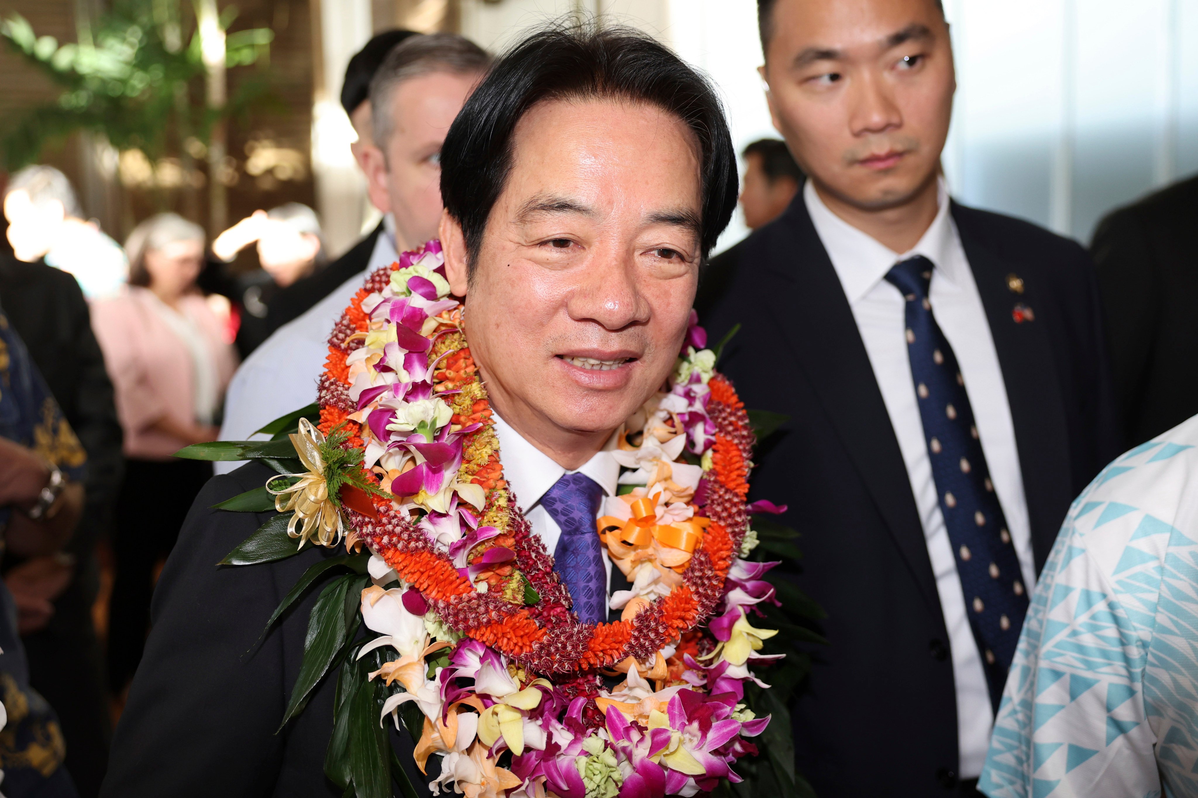 Taiwanese leader William Lai arrives in Honolulu, Hawaii, on Saturday. His office said the latest US arms package for Taipei was the 18th since US President Joe Biden took office in 2021. Photo: AP