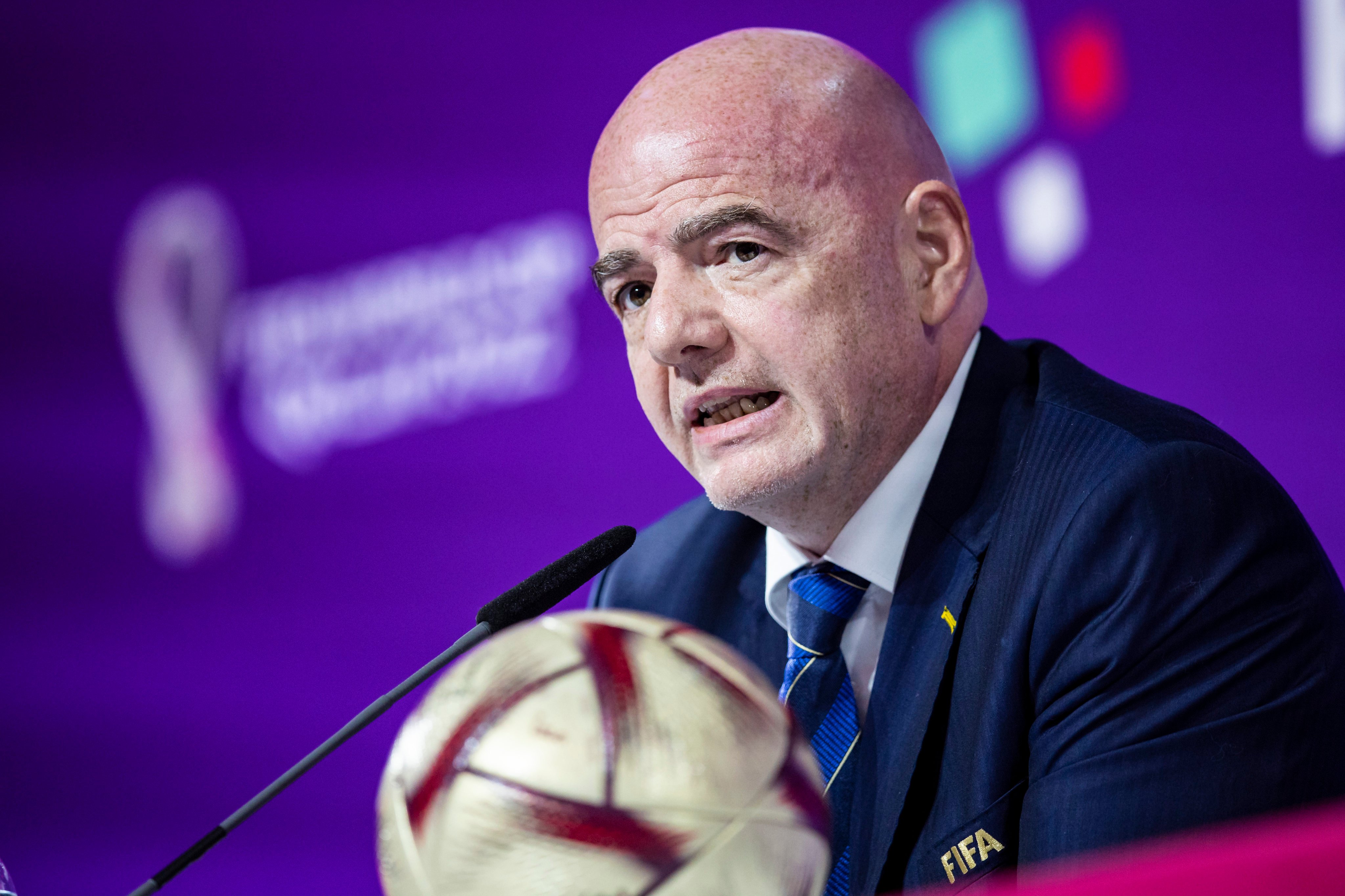 Gianni Infantino, president of Fifa, whose organisation have been urged to pay workers at the 2022 World Cup in Qatar compensation. Photo: dpa