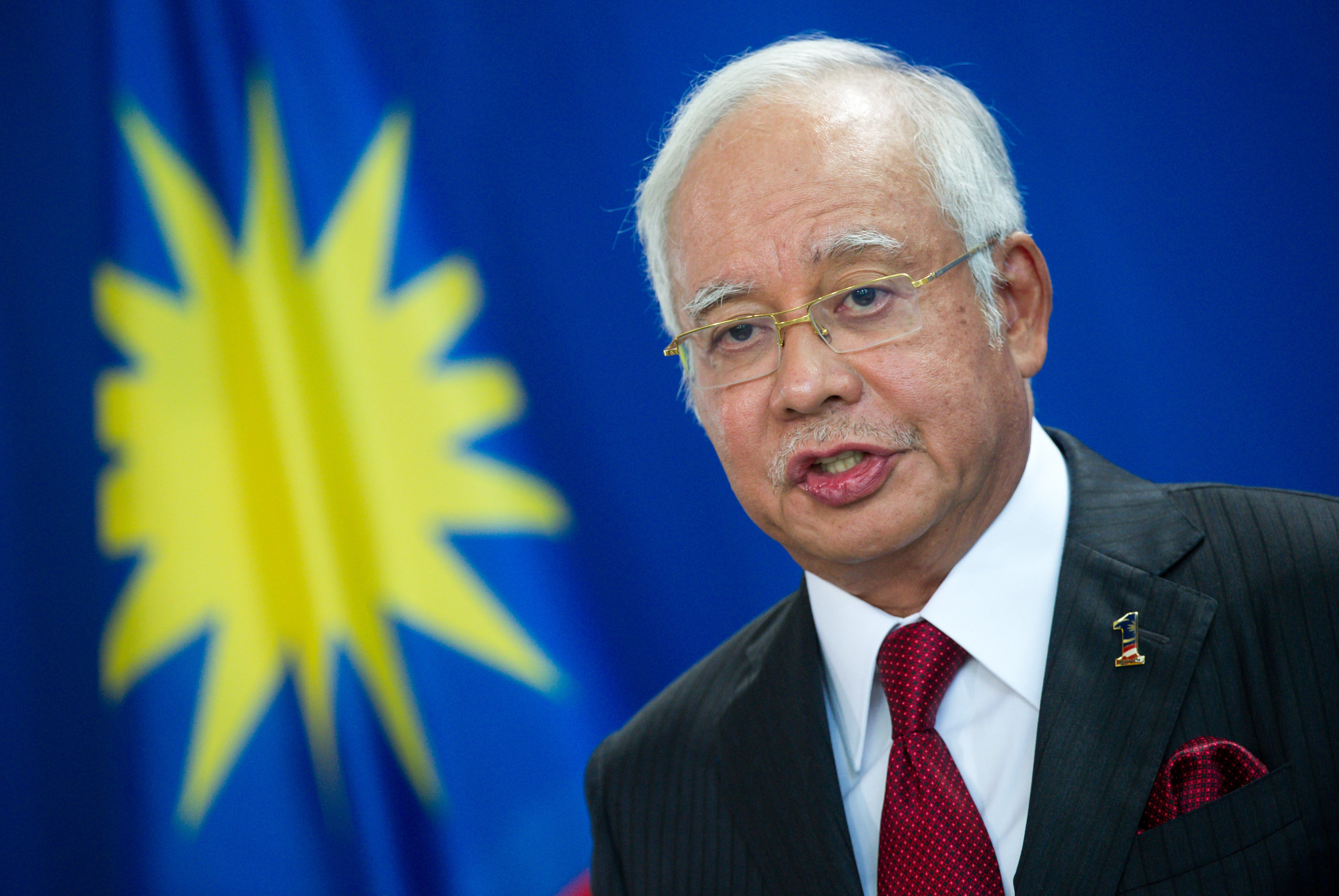 Najib Razak, then Malaysian Prime Minister, speaks during a press conference in Berlin. Photo: dpa