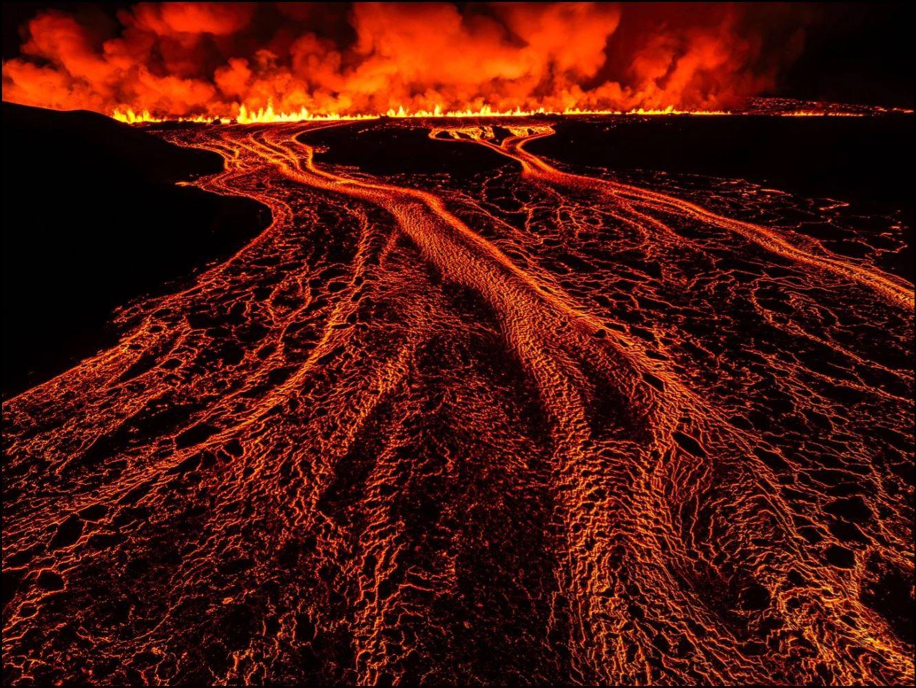 A new volcanic eruption on the Reykjanes peninsula. Photo: AP