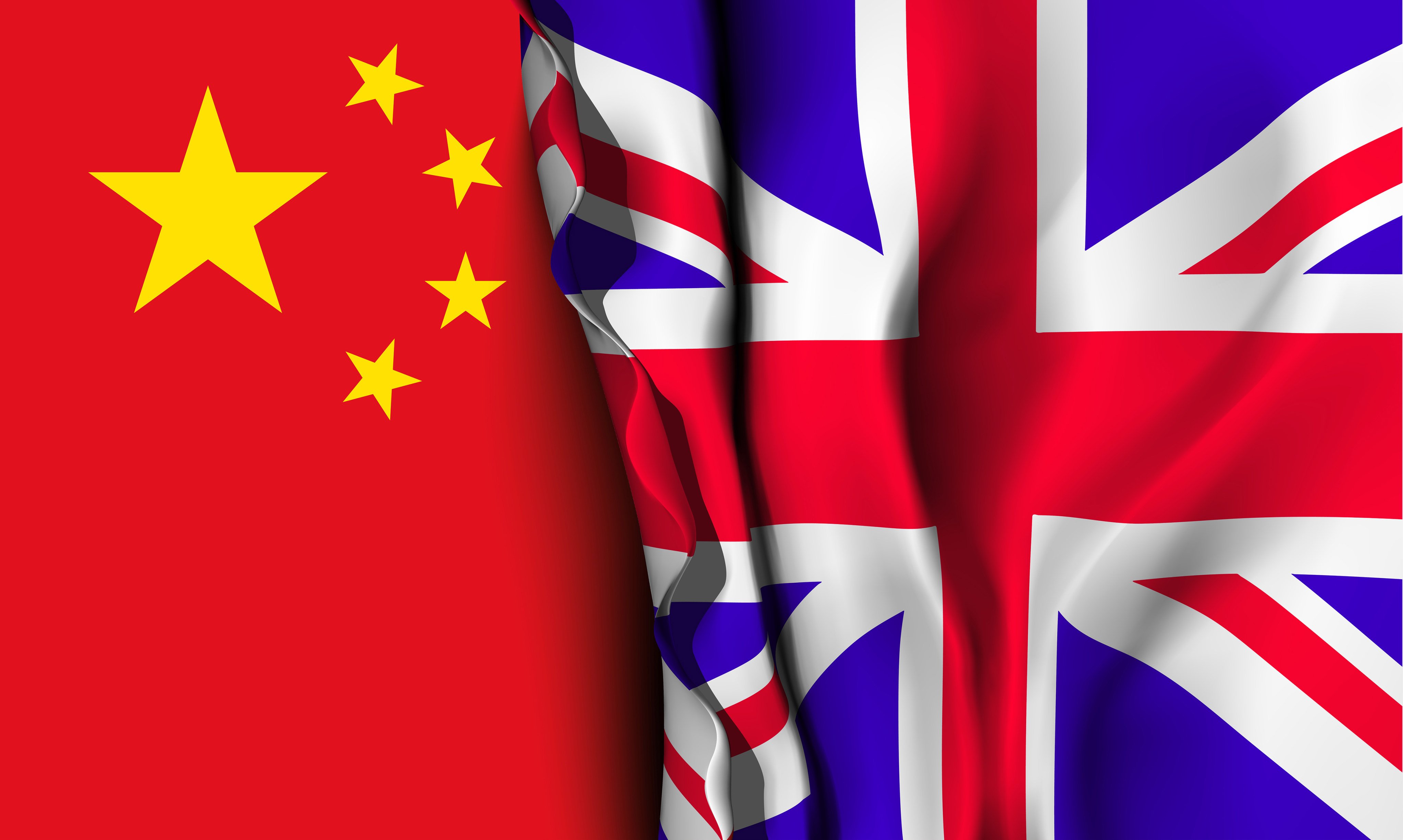 Flags of United Kingdom and China. Photo: Shutterstock