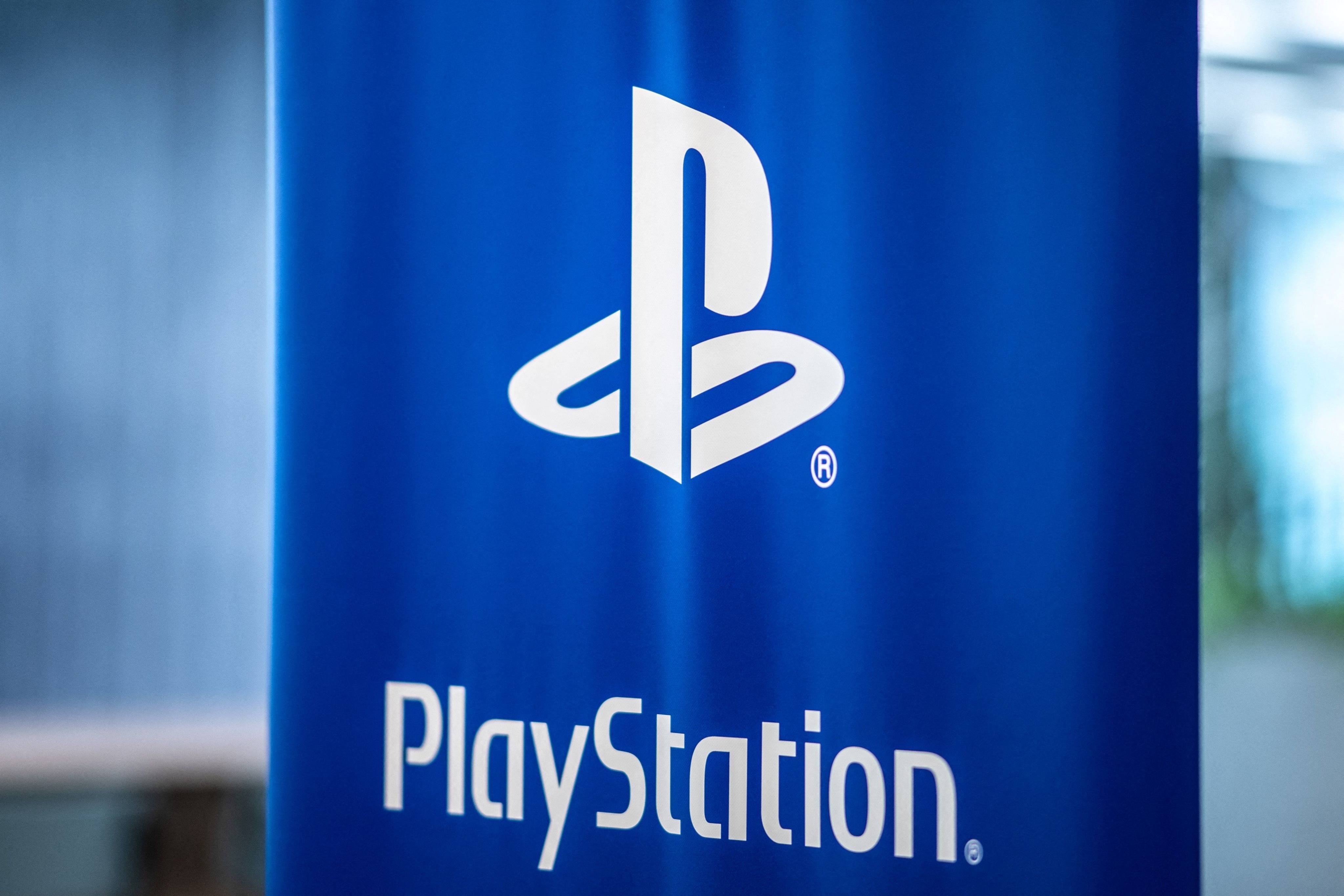 The PlayStation logo at the offices of Sony Interactive Entertainment in Tokyo. Photo: AFP