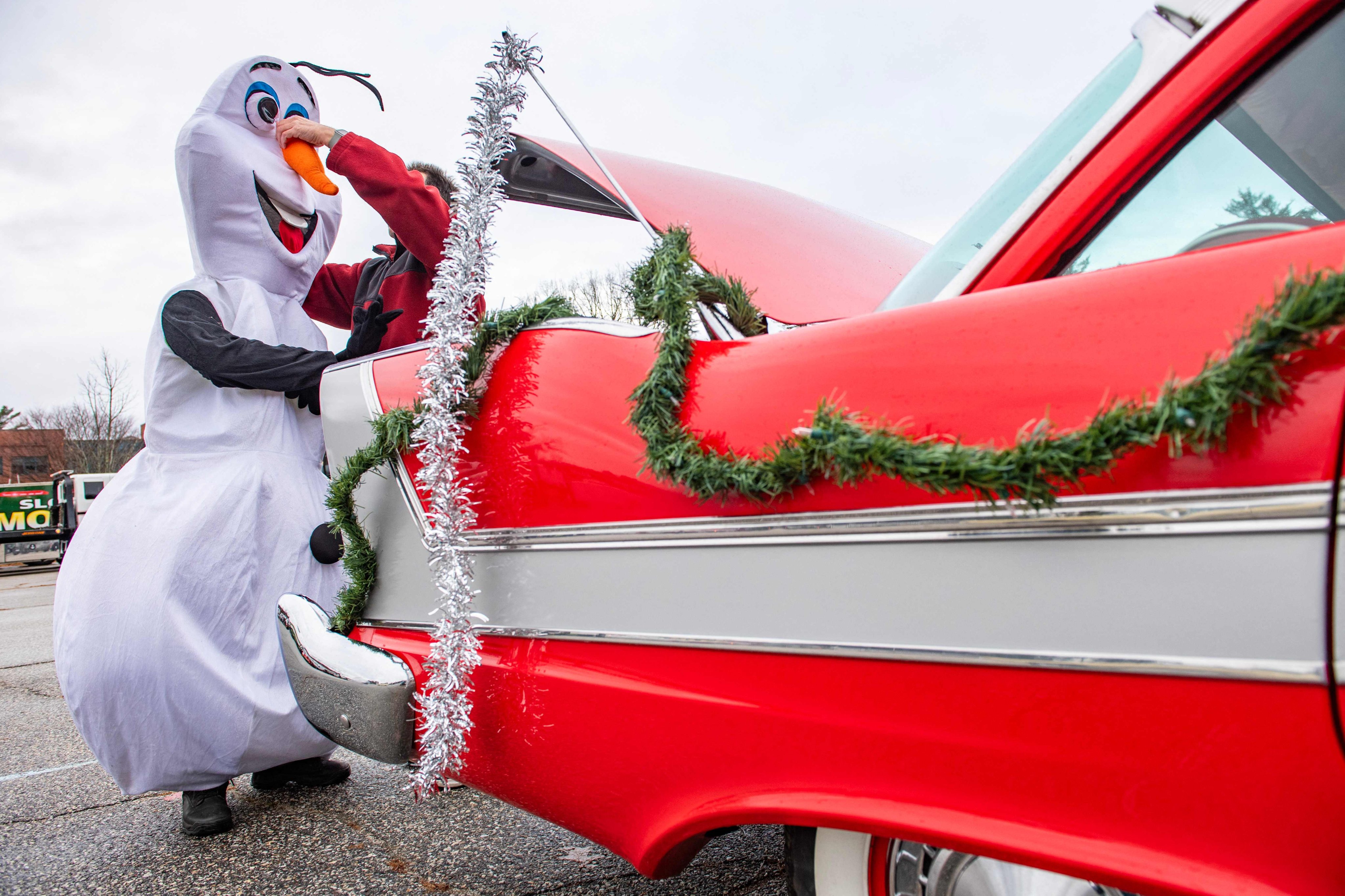 A person dressed as a snowman during the 73rd Annual Concord Christmas Parade in Concord, New Hampshire. Photo: AFP