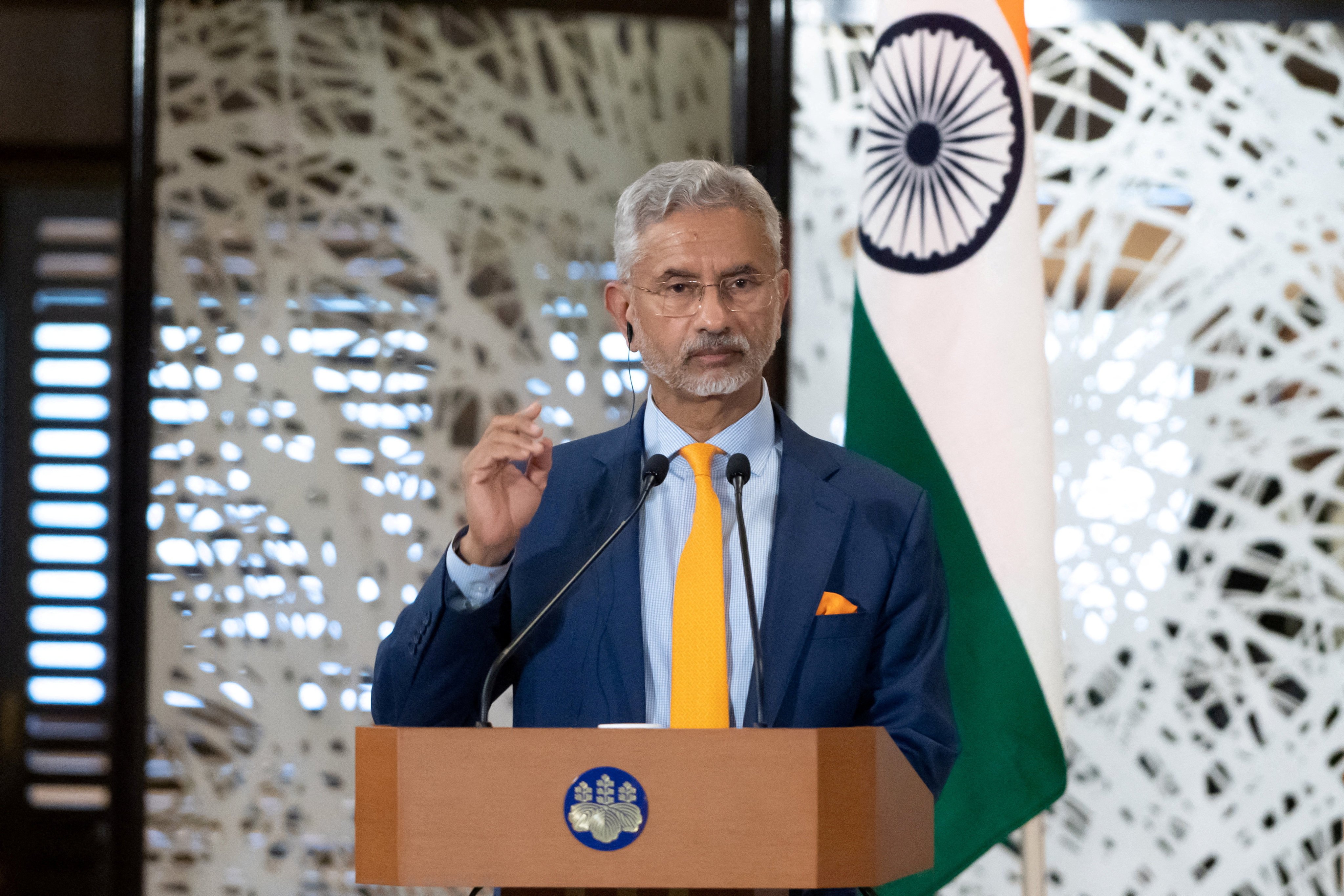 India’s Foreign Minister S Jaishankar speaks during a press conference in Tokyo, Japan on July 29. Photo: Pool/Reuters