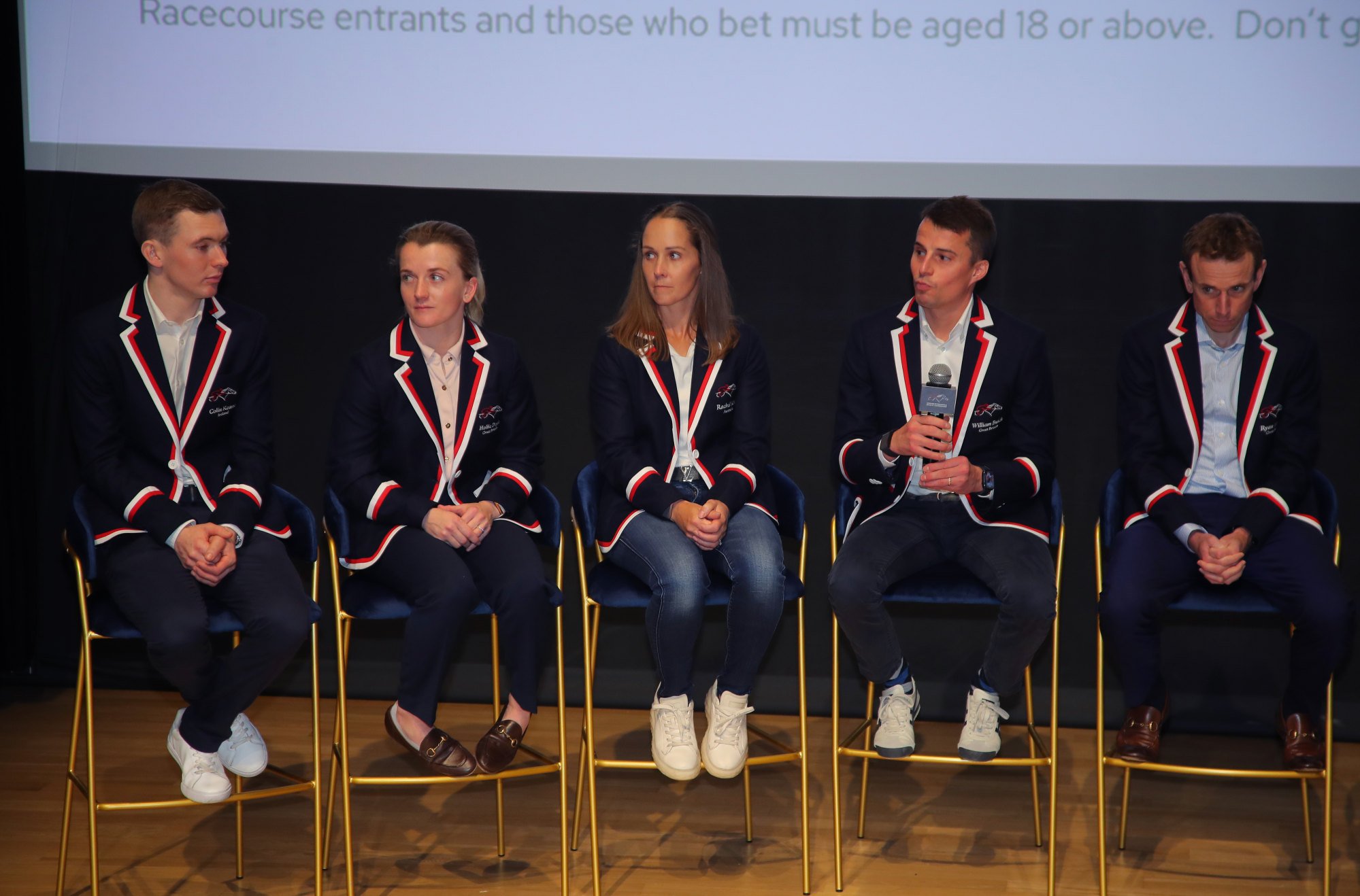 Colin Keane, Hollie Doyle, Rachel King, William Buick and Ryan Moore at Tuesday’s IJC press conference.