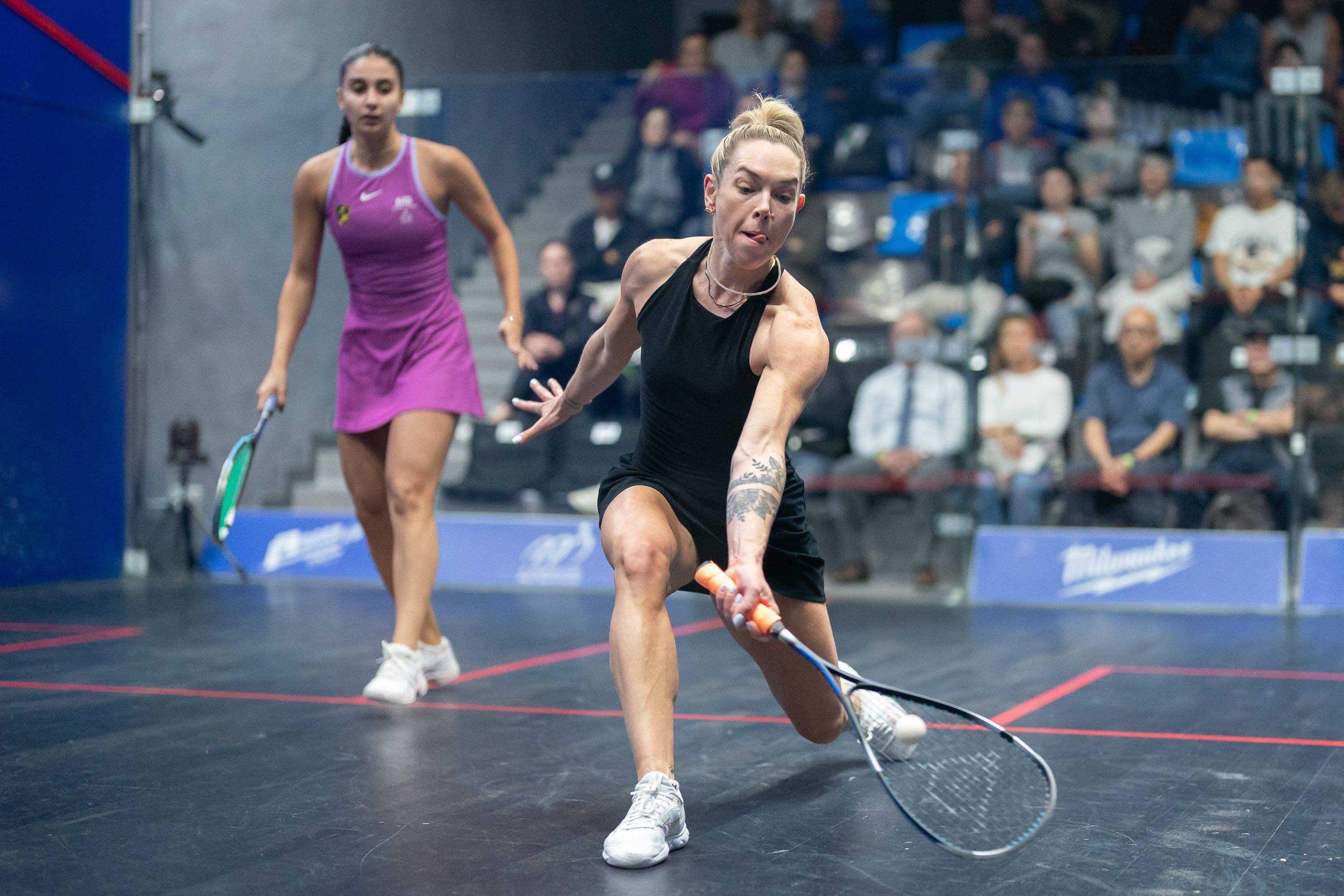 Lisa Aitken lost to Egypt’s Rowan Elaraby at the Squash Centre in Admiralty on Tuesday. Photo: Handout