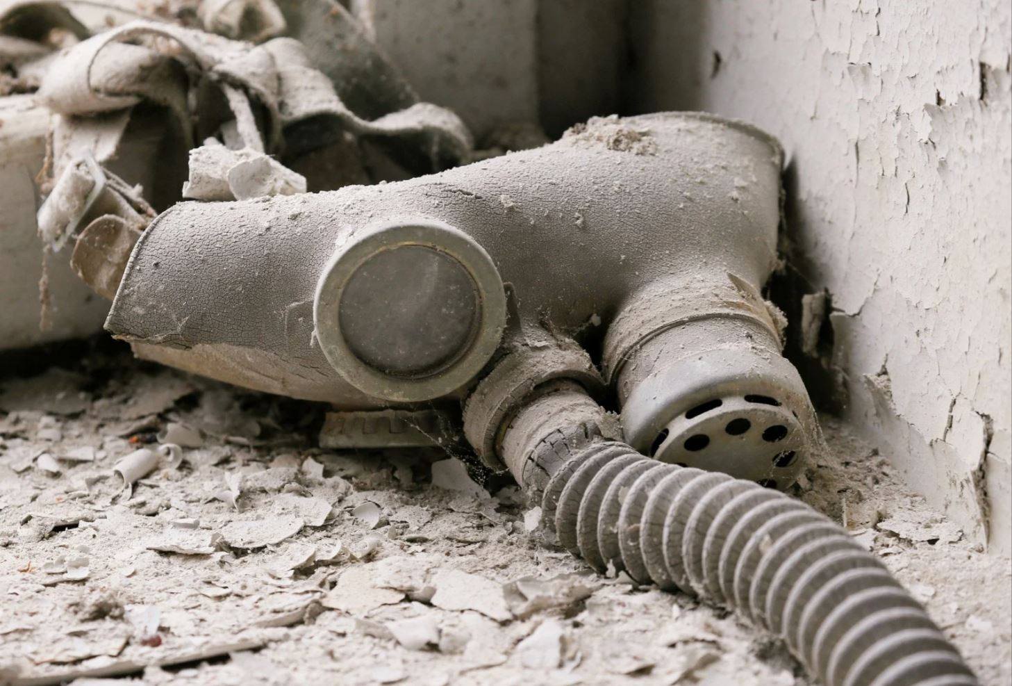 A child’s gas mask is seen in a kindergarten near the Chernobyl nuclear power plant, Ukraine. Photo: Reuters