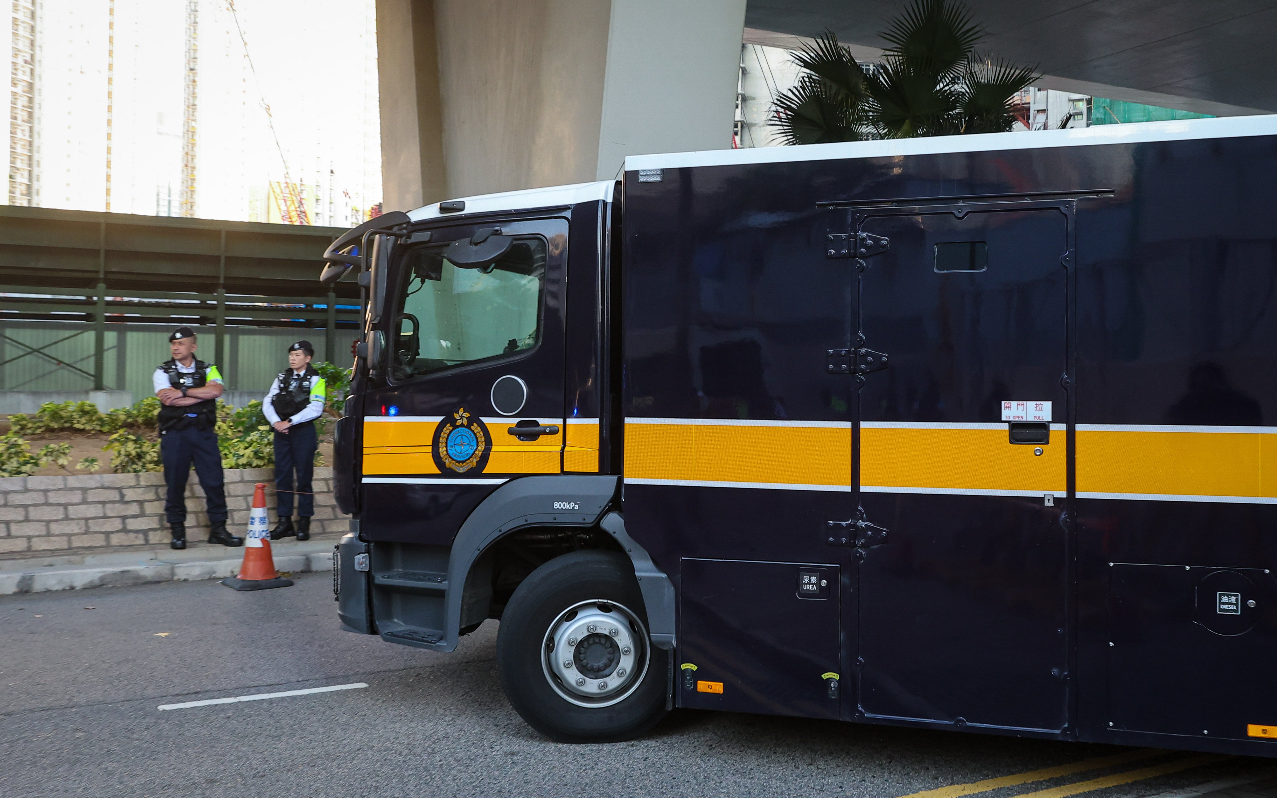 Jimmy Lai leaves West Kowloon Court in a prison vehicle after his ninth day in the witness box on Tuesday. Photo: Edmond So