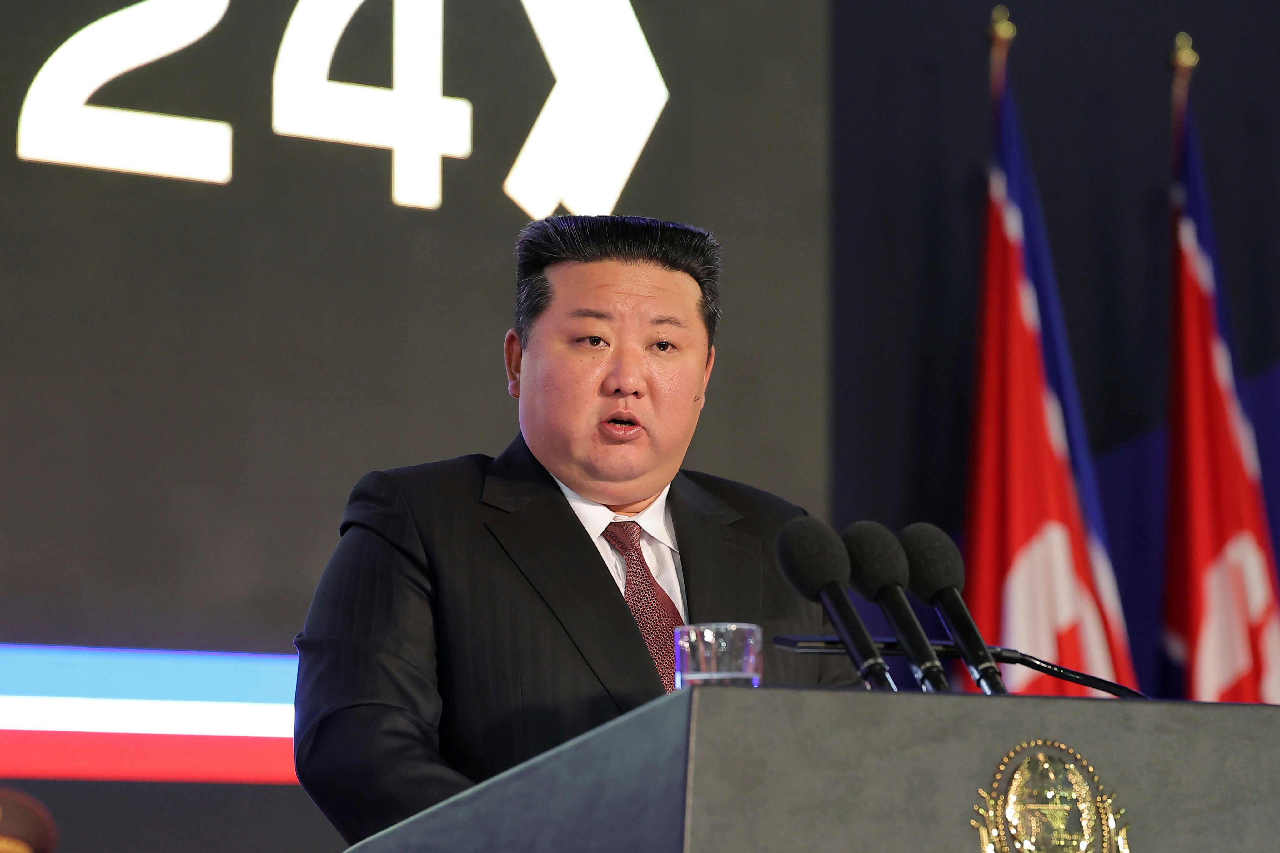 North Korean leader Kim Jong-un delivers a speech during an opening ceremony of a defence exhibition in Pyongyang, North Korea, in November. Photo: Korean Central News Agency/Korea News Service via AP