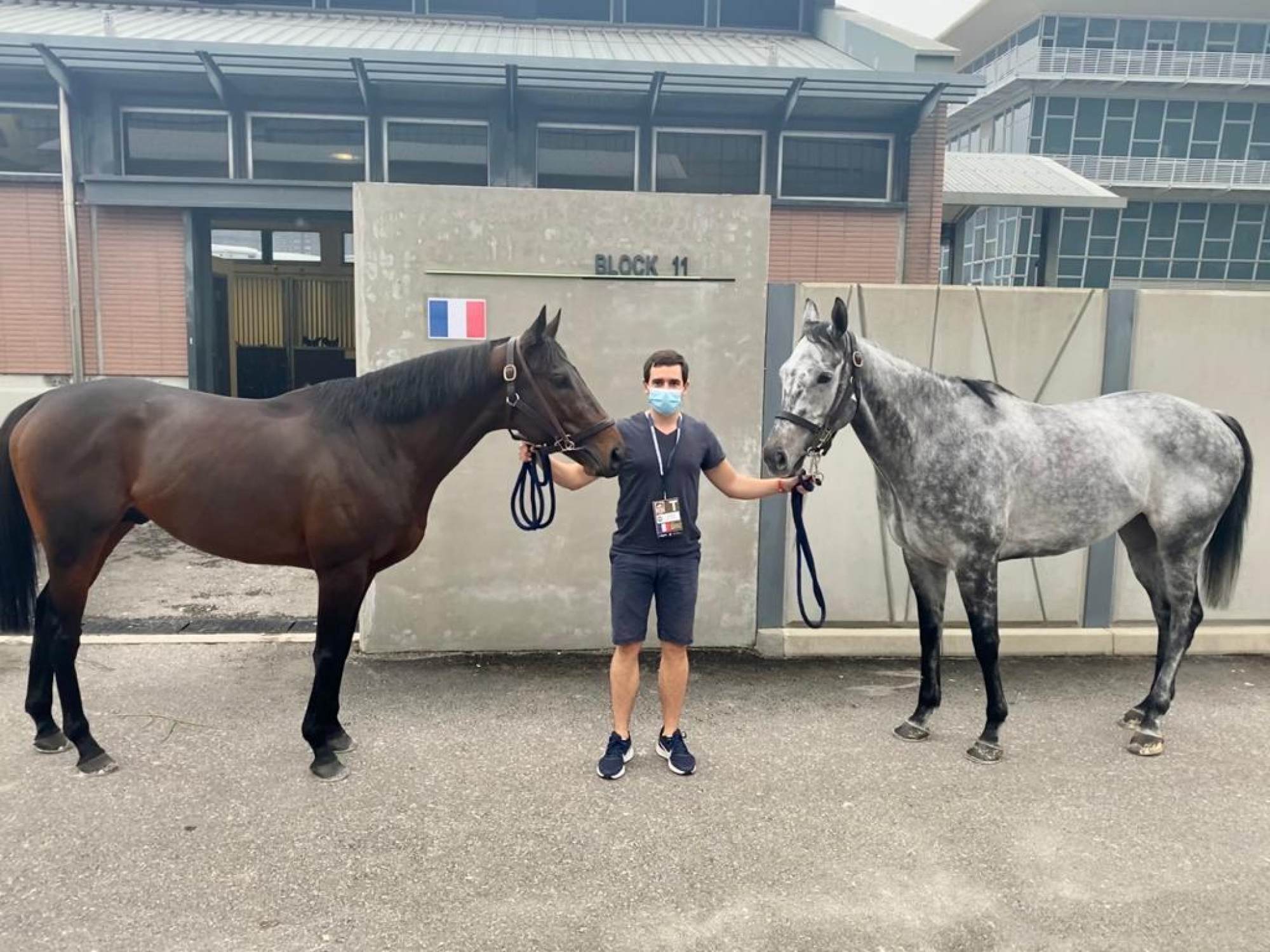 Jerome Reynier with Royal Julius (left) and Skalleti at Sha Tin in 2020. Photo: Handout.